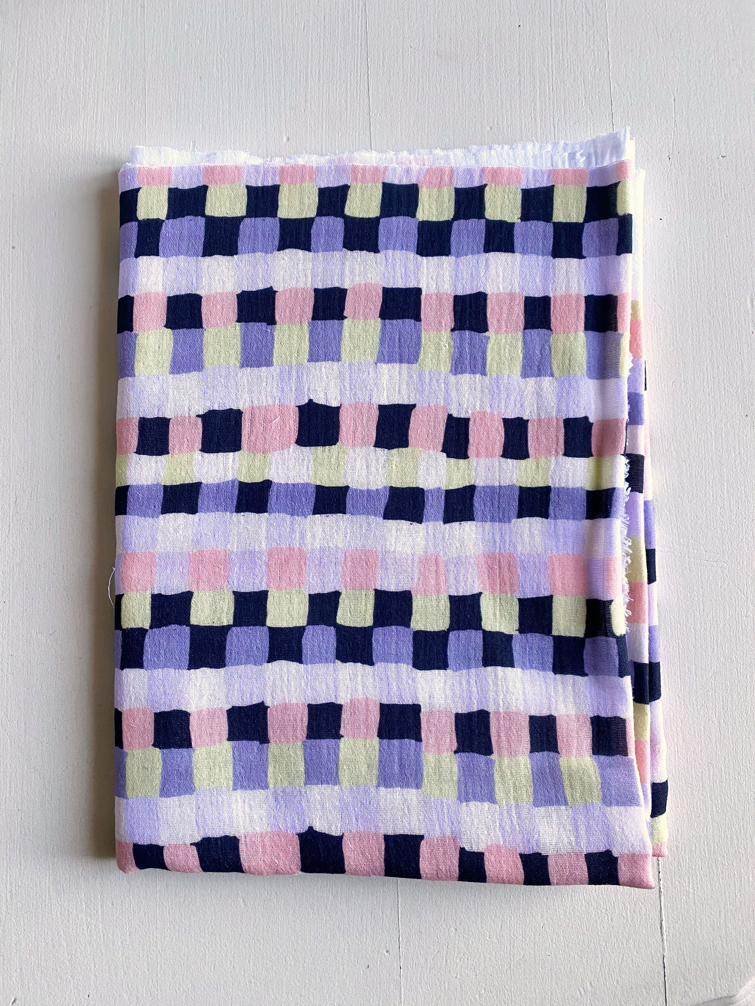 COUPON SQUARES MAUVE DOUBLE GAZE 50x145 CM