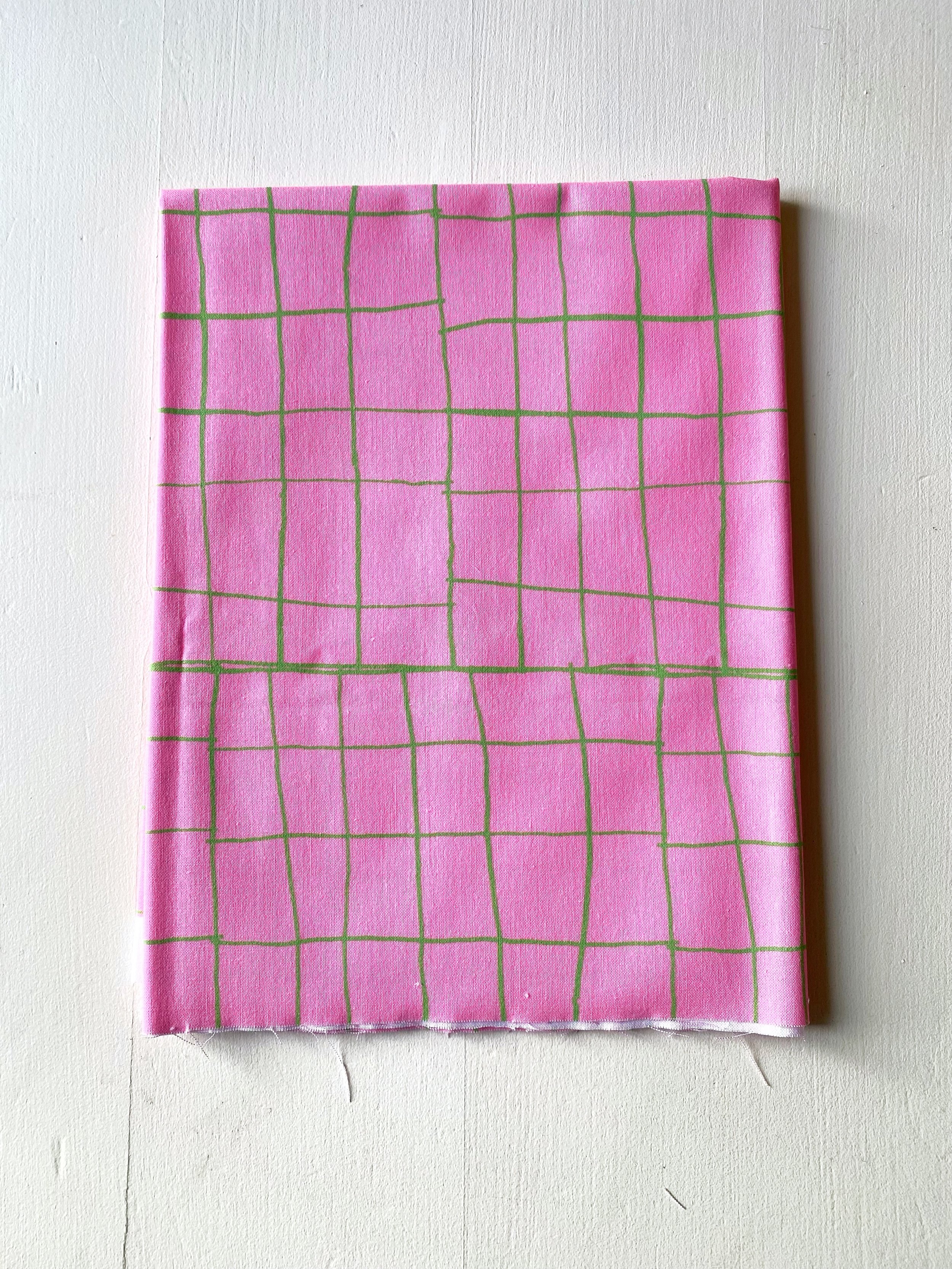 COUPON GRADES ROSE ET VERT POPELINE 50x155 CM