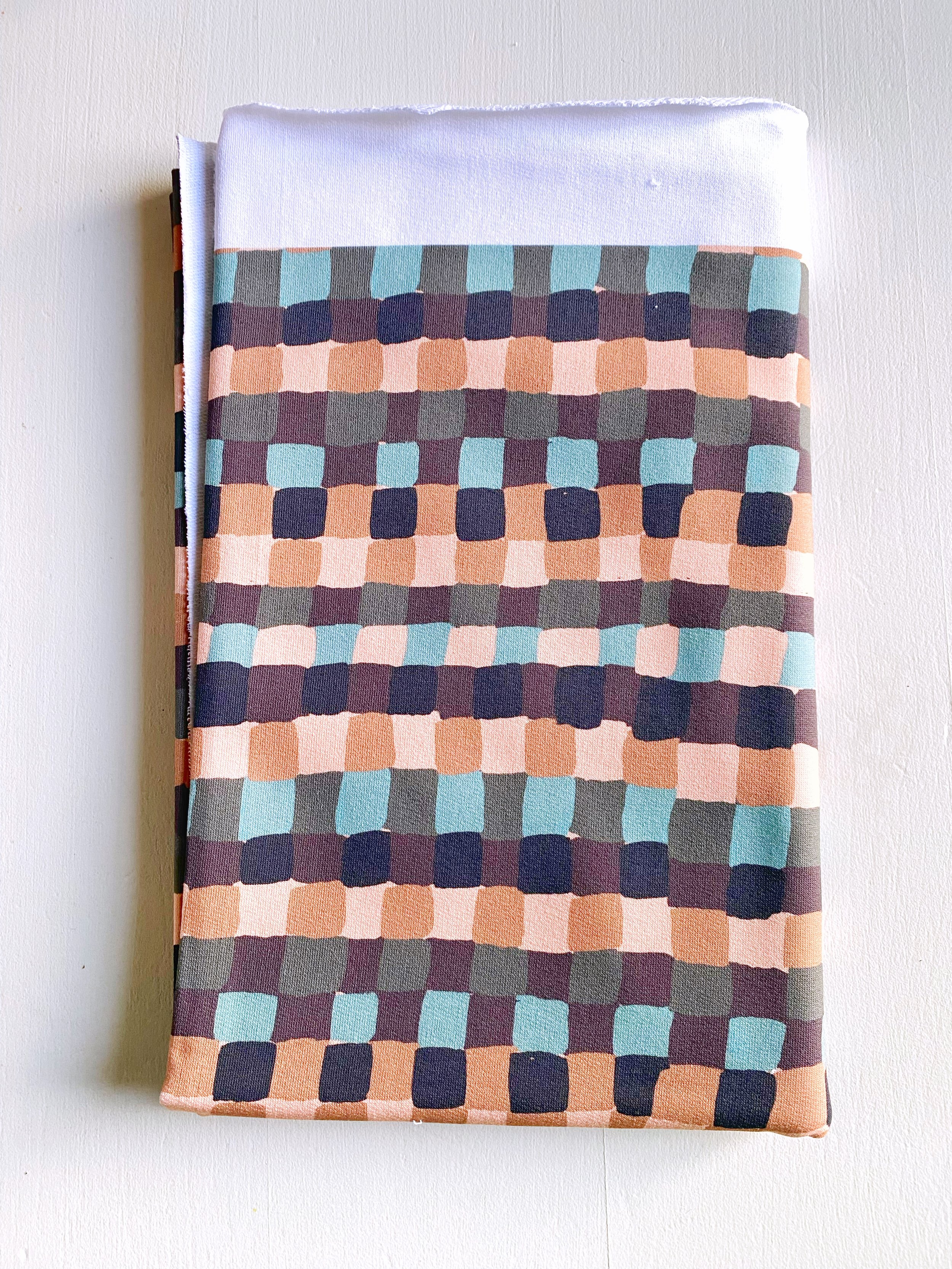 COUPON SQUARES MARRON GLACE FRENCH TERRY 54x145 CM