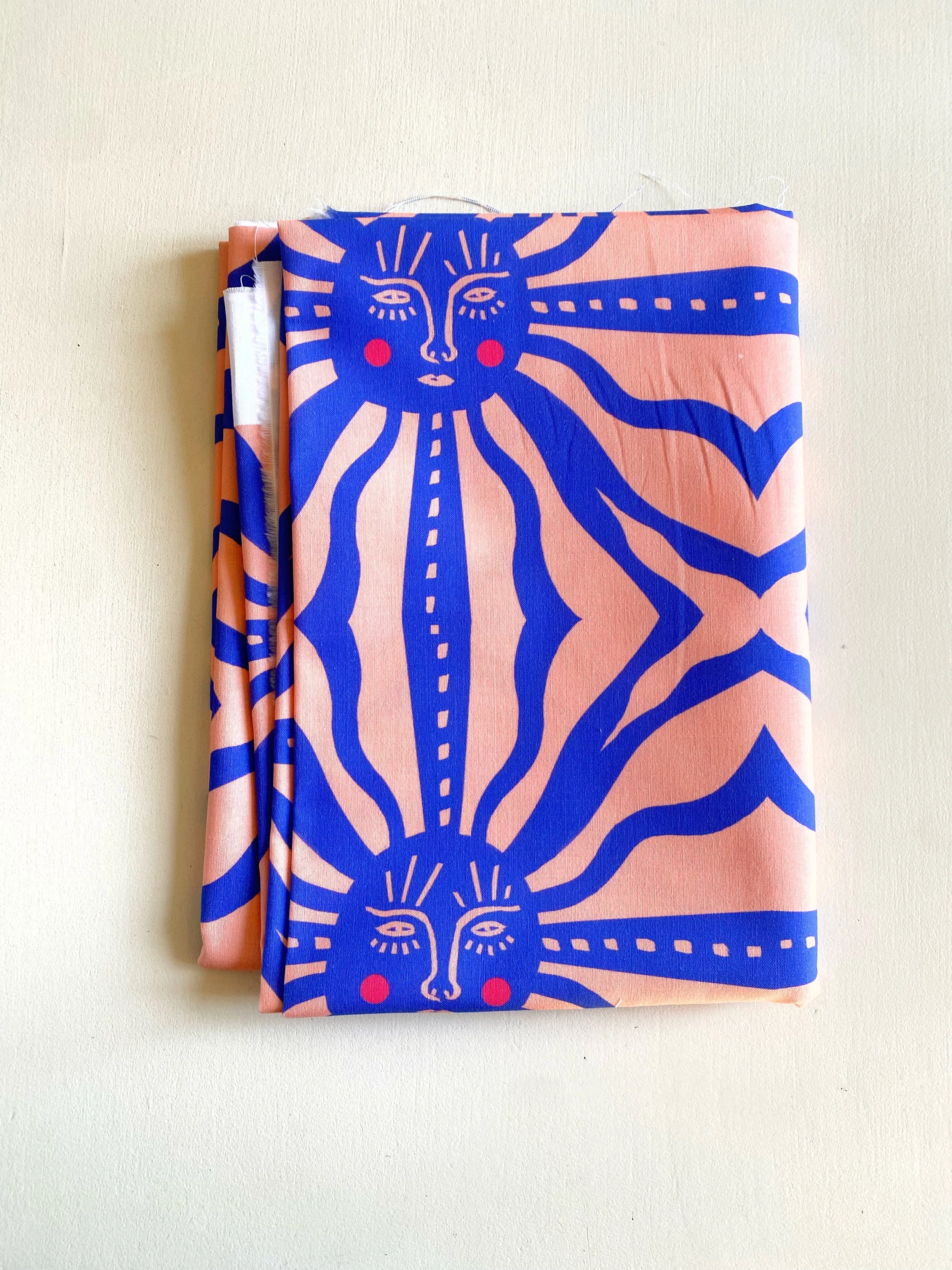 COUPON LE SOLEIL BLEU POPELINE  50x155 CM