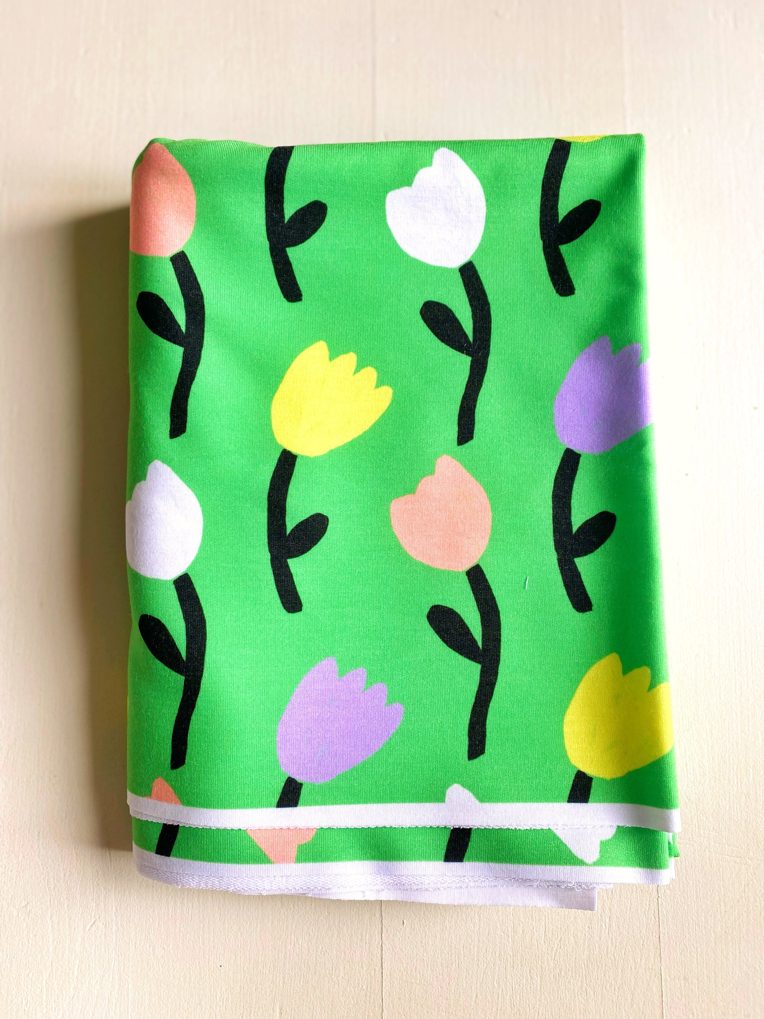 COUPON TULIPES VERTES FRENCH TERRY 50x145 CM