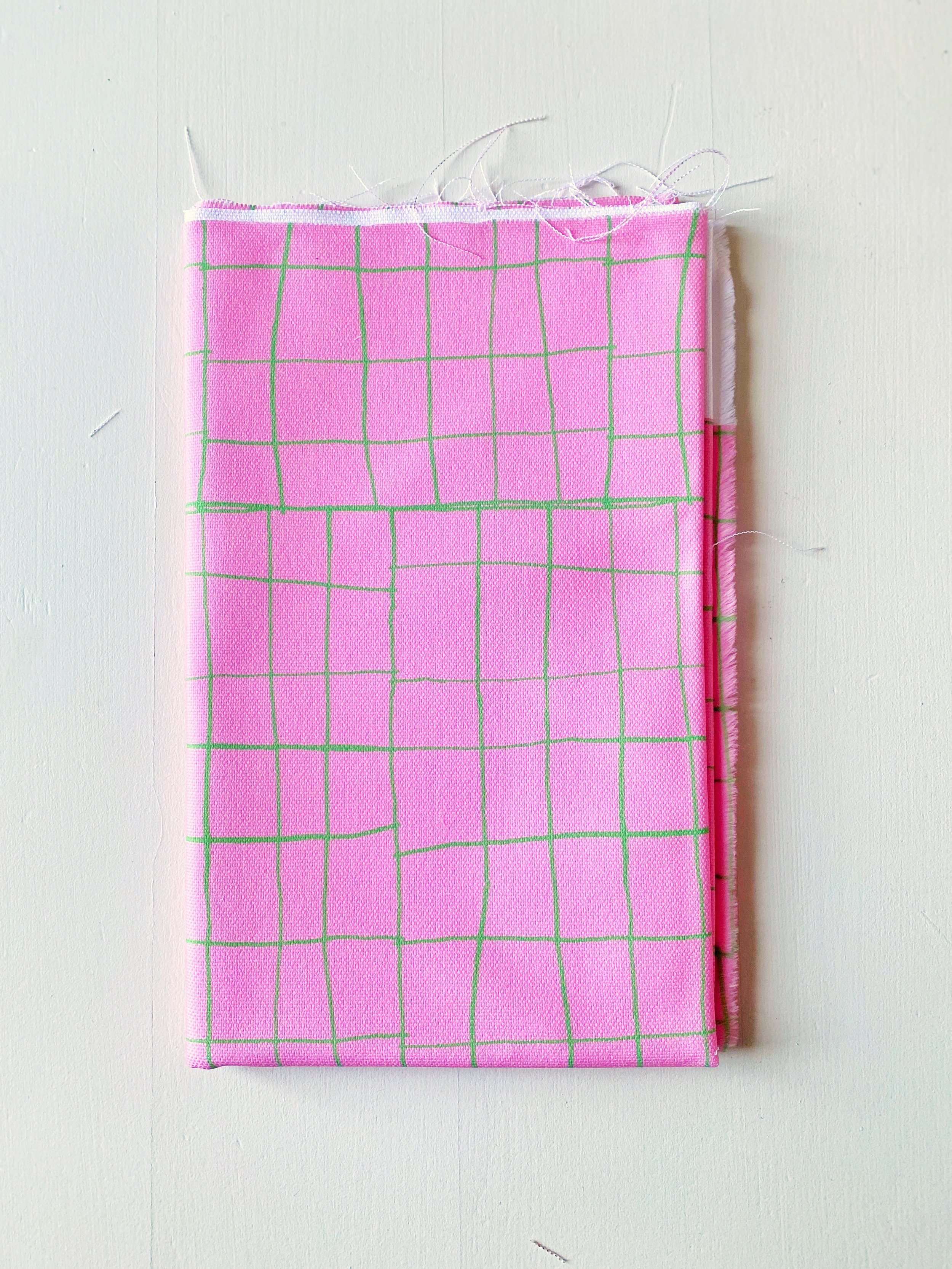 COUPON GRADES ROSE ET VERT PANAMA 50x140 CM