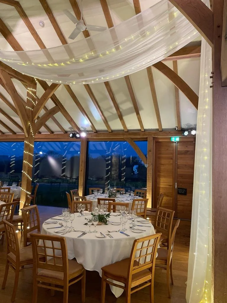 Rose Gold Drapes and Lights Oak Barn 4.JPG