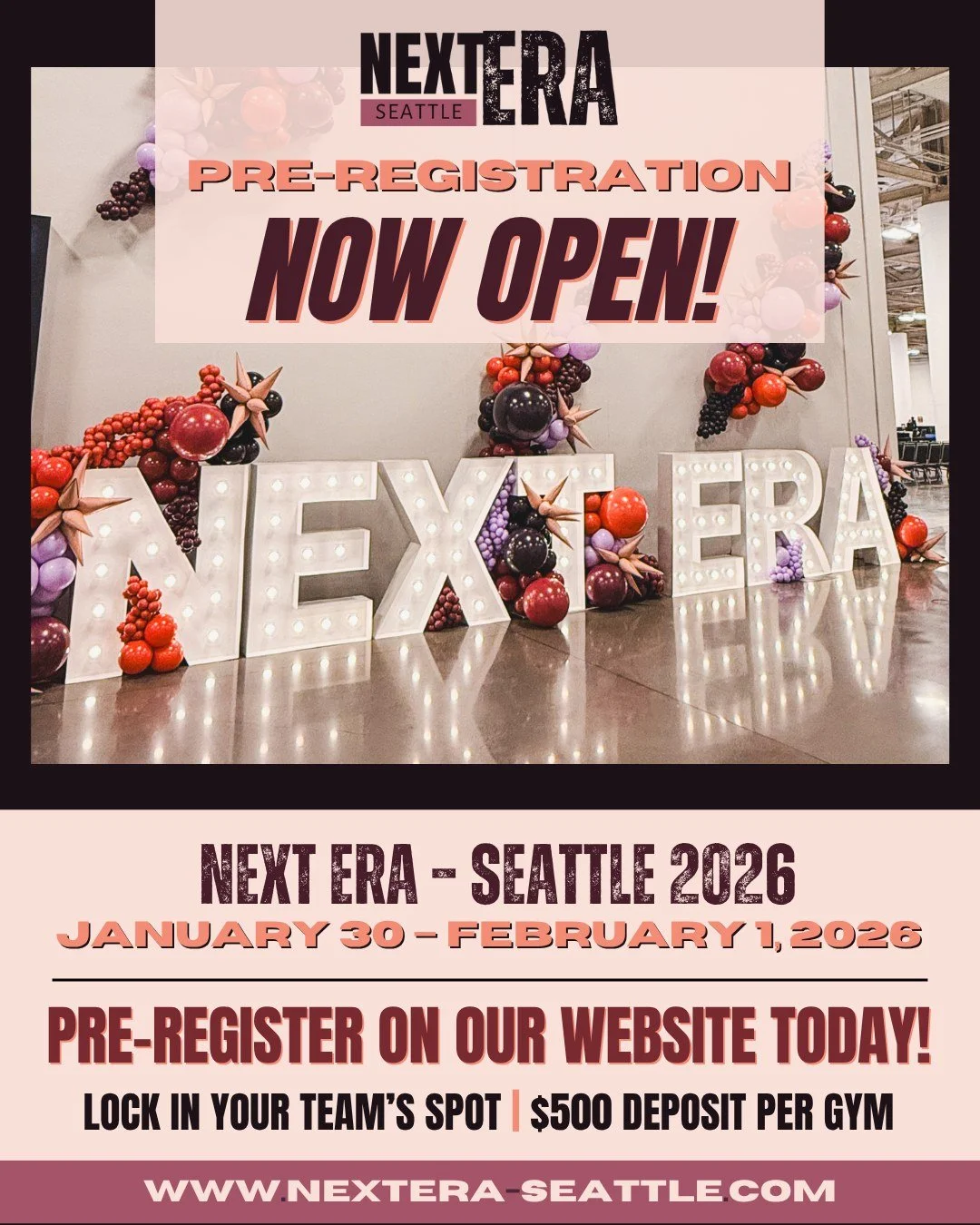 🚨 Pre-Registration is NOW OPEN! 🚨
Secure your spot for Next Era – Seattle 2026, happening January 30 – February 1 at the Seattle Convention Center – Summit Building!
We’ve already had a ton of interest and spots are expect