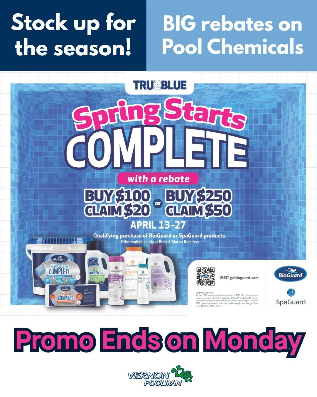 Now&rsquo;s the time to stock up and save 💥

Take advantage of @bioguardpoolspausa  rebates on qualifying products before they&rsquo;re gone.

⏳ Ends Monday, April 27
📍 Visit us @ 540 Talcottville Rd, Vernon, CT
