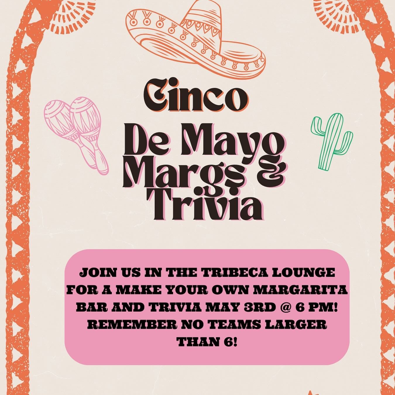 Get ready to spice up your Friday with Trivia and Margaritas! Use the QR code in the next picture to sign your team up! 
See you there!!