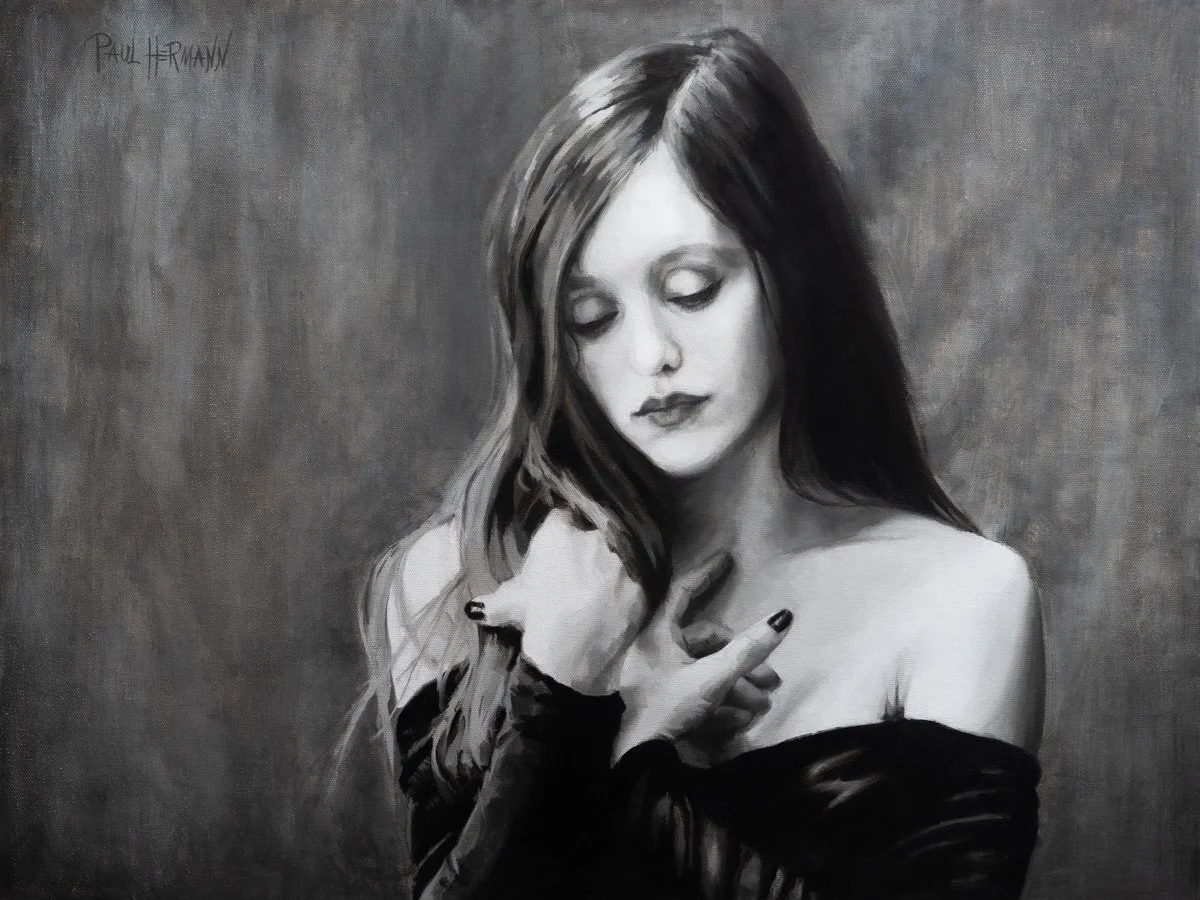 VIOLET IN BLACK AND WHITE - 18"x24", 2022.