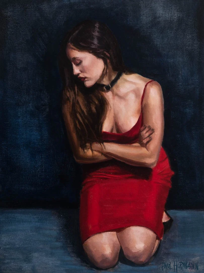 ALONE IN RED - 16"x12", 2021.