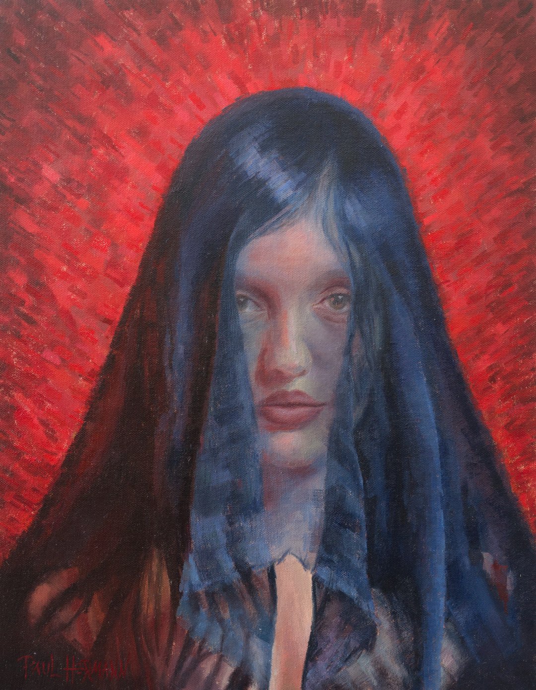 BEYOND THE VEIL - 18"X14", OIL.