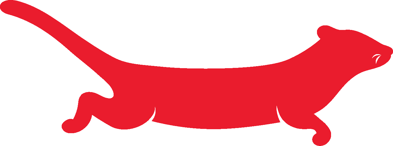 Red silhouette of a lizard with an elongated body, tail, and small limbs.