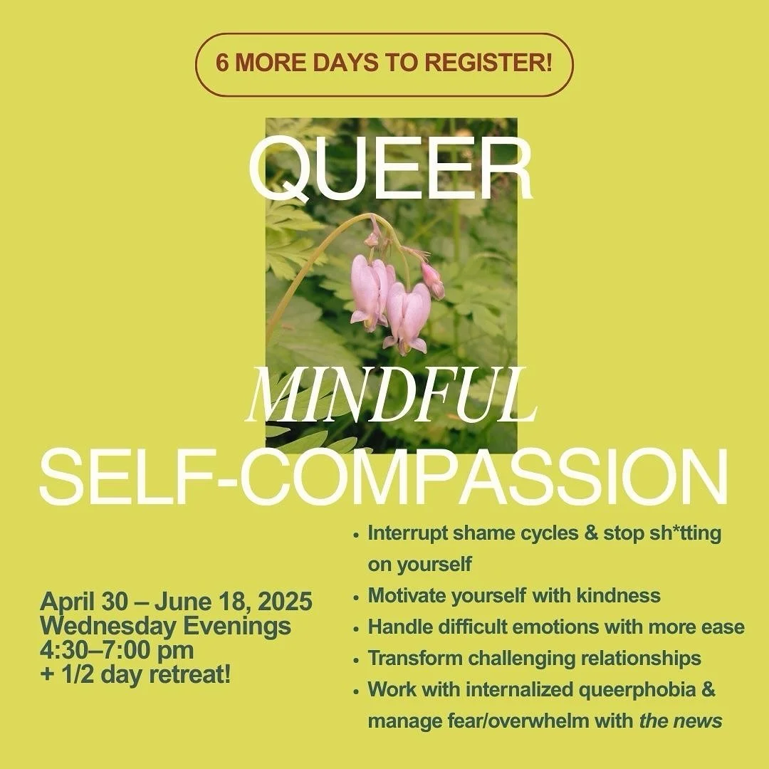 6 more days honeys! Read more or book an intake at www.treelinecounselling.com/msc to reserve a spot! Starts next week on Wednesday! Link in bio 
#msc #mindfulselfcompassion #mindfulness #selfcompassion #mentalhealth #mentalhealthgroup #queertherapis