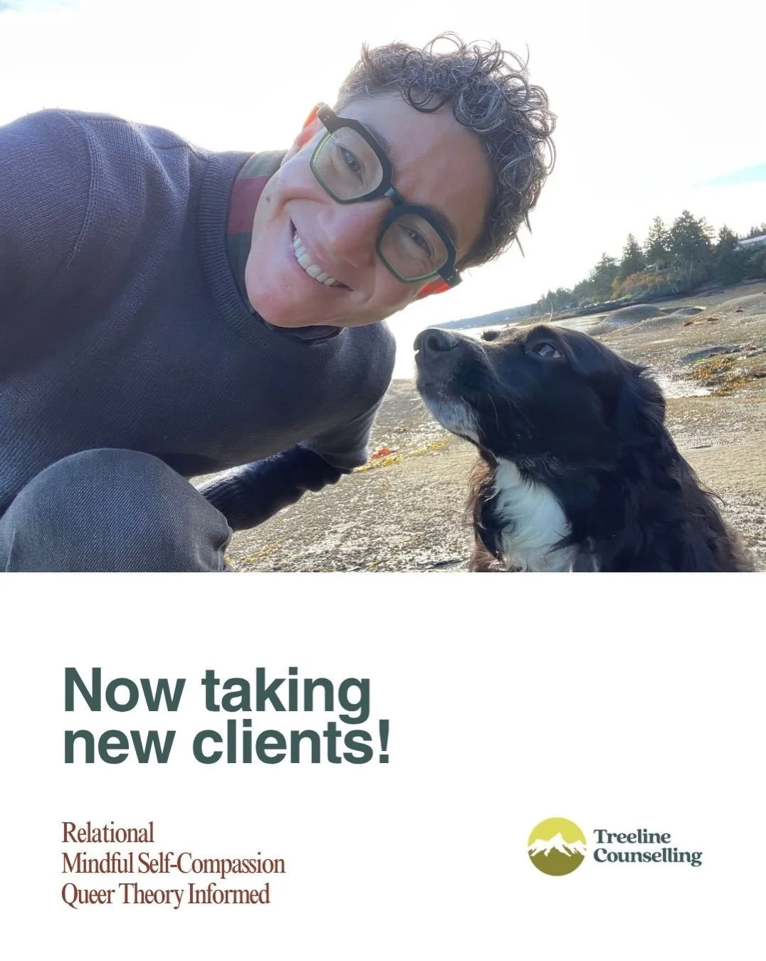 Regretfully, Hector-pup is no longer taking new clients. Until her waitlist re-opens, I am offering 1:1 virtual counselling services in BC and Alberta, as well as my popular Queer Mindful Self-Compassion groups, and Mindful Self-Compassion drop-in pr