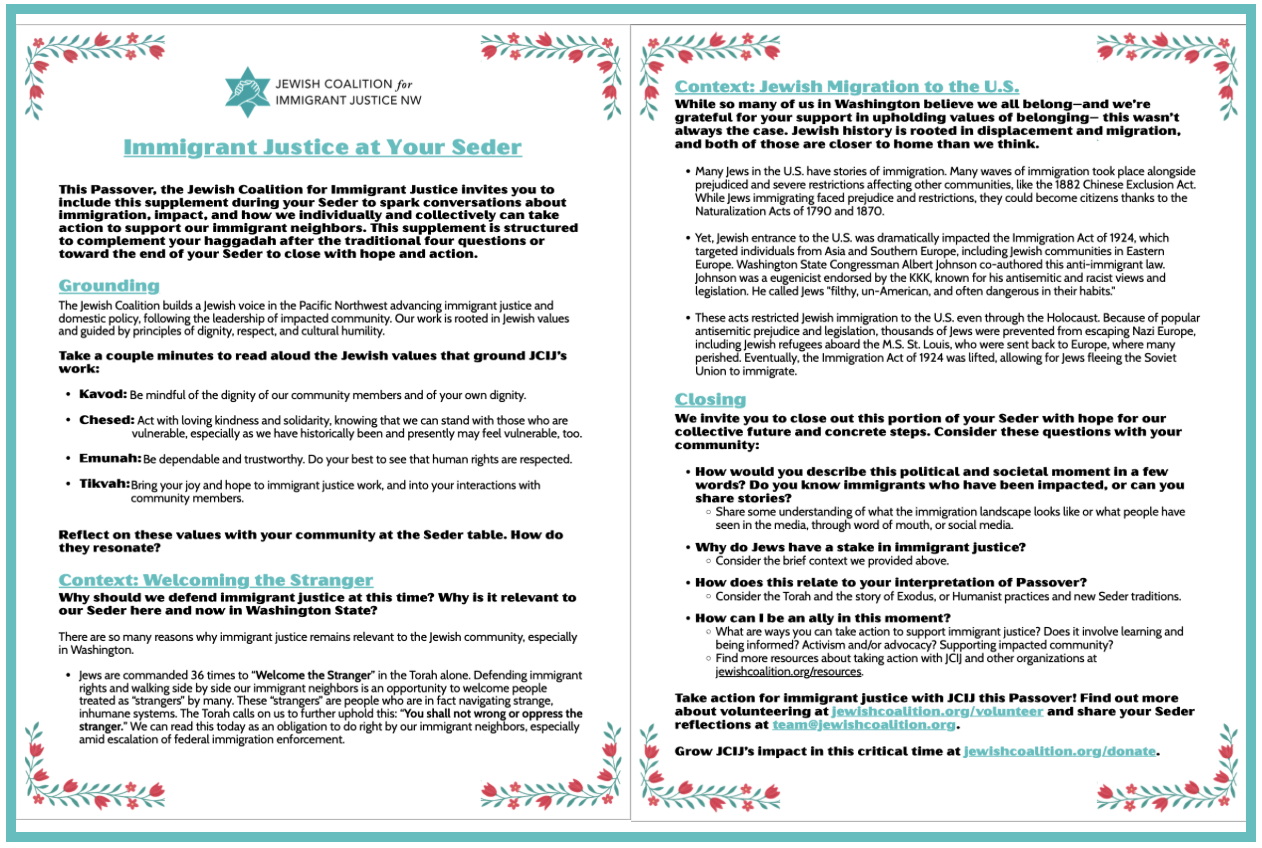 JCIJ April Newsletter &amp; Happy Passover!