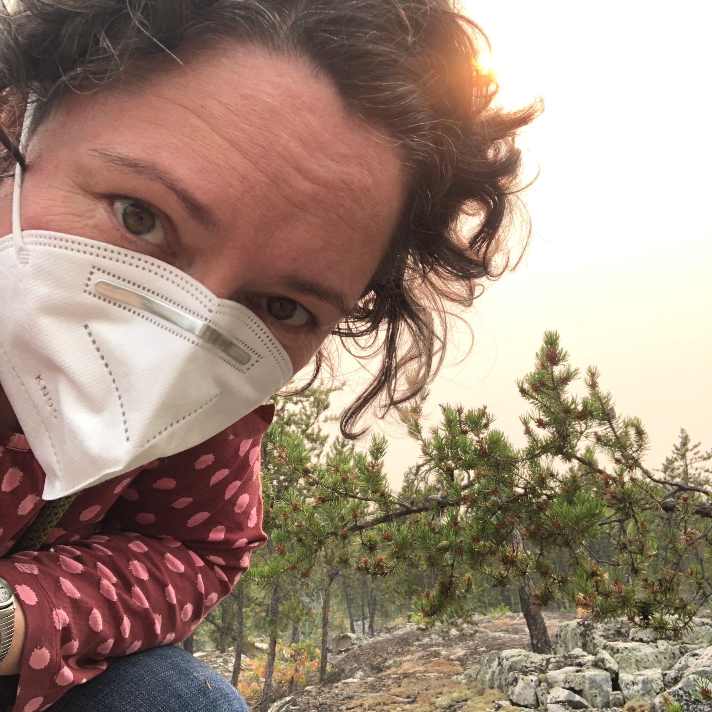 Erin Suliak self portrait, forest fire season 2023