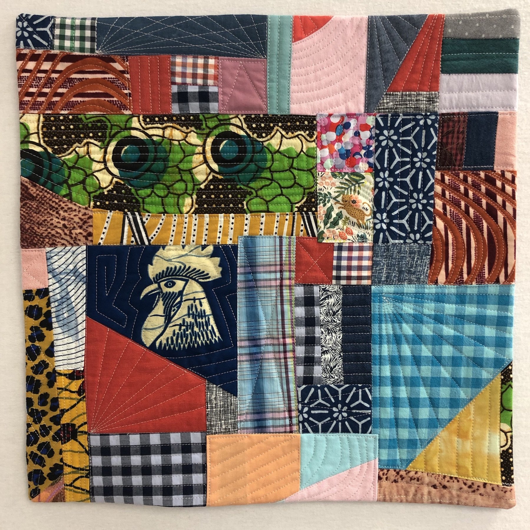 Gladys, Pearl or Stella, 2020. Improvised applique techniques mirroring family quilt.