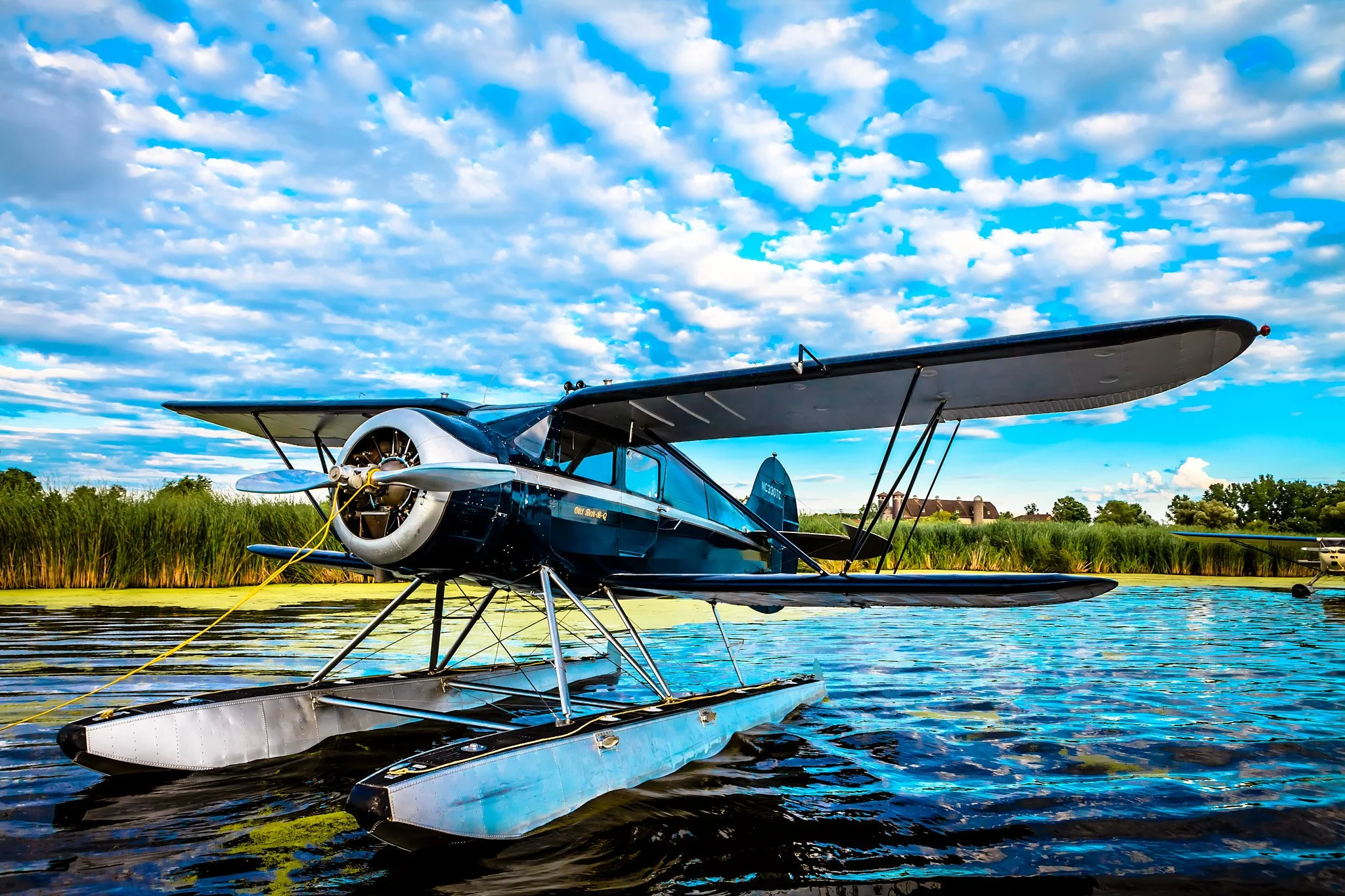 1937 WACO ZKS-6 on floats, photographed at Lake Winnebago in Oshkosh, Wisconsin