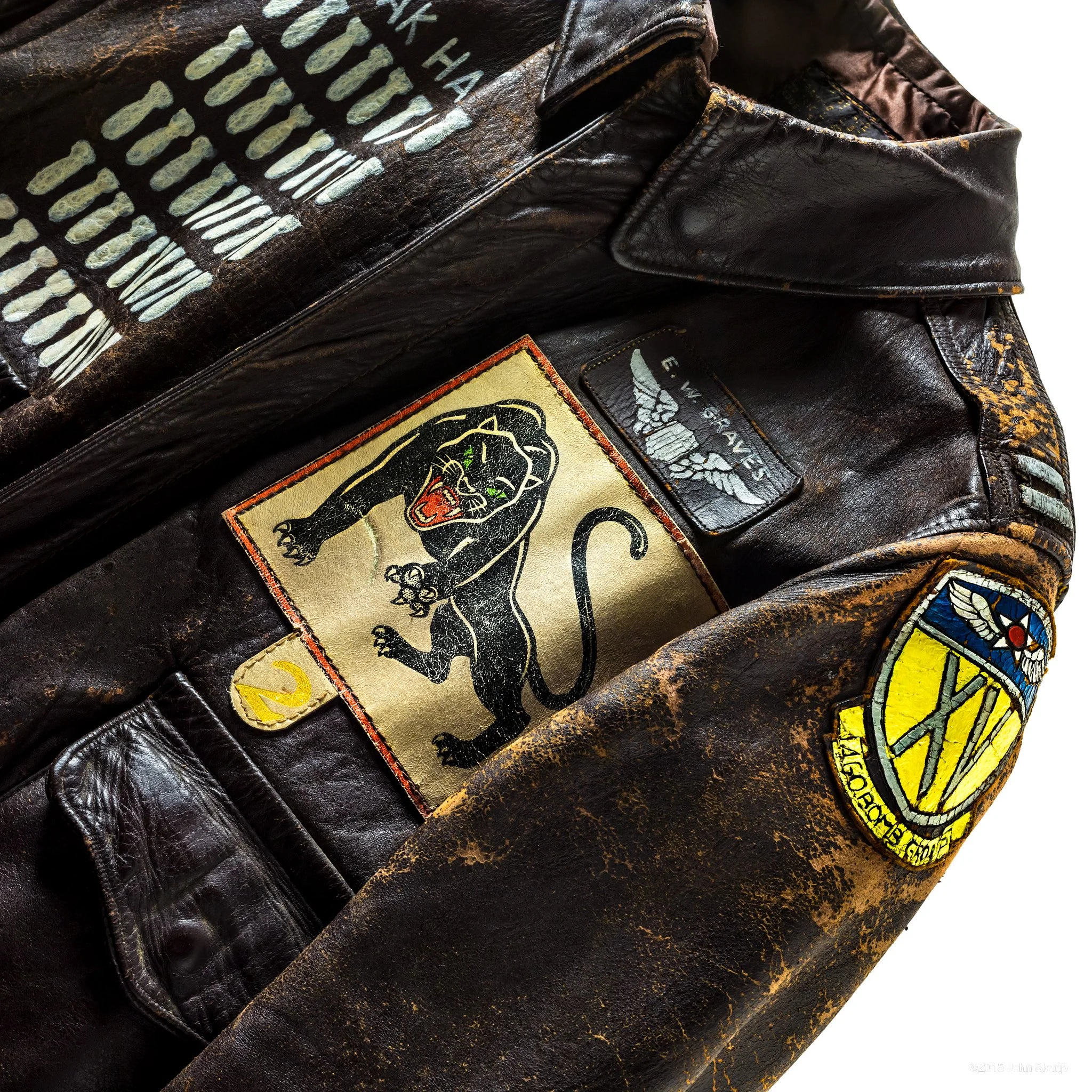 Captain Everett Graves was a B-24 Liberator pilot, and member of the 460th Bomb Group, the Black Panthers.  Wounded in the shoulder and neck on this ninth mission over the marshalling yards of Castel-Maggiore, Italy, he was hesitant to go back into c