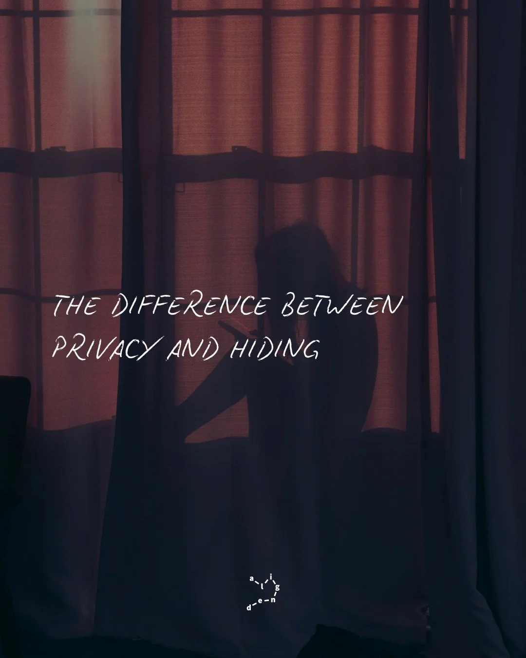 Privacy protects what's sacred. Hiding protects you from being seen.

They look similar on the surface&mdash;both involve not sharing everything. But the motivation is completely different.

Privacy is intentional. You choose what to share and when. 
