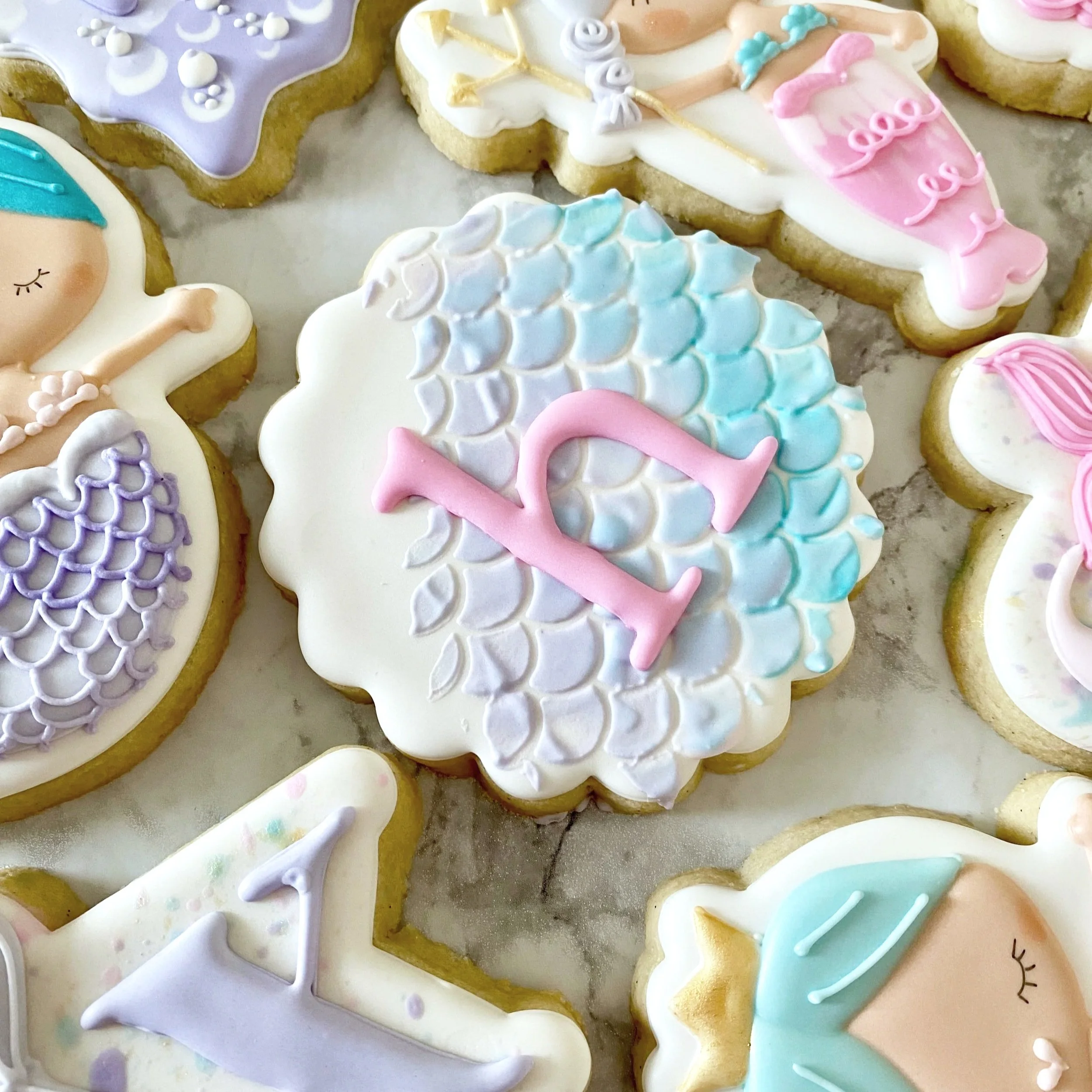 Mermaid themed sugar cookies
