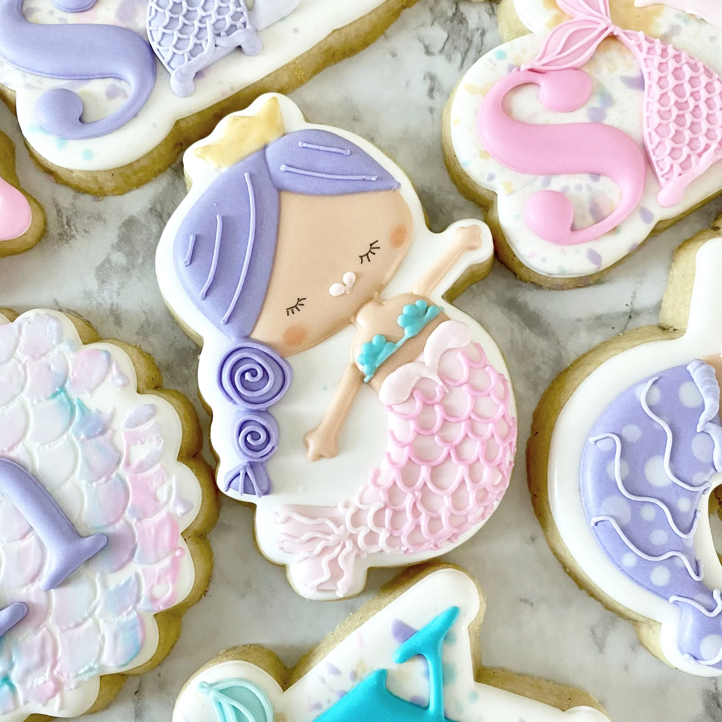 Mermaid themed sugar cookies