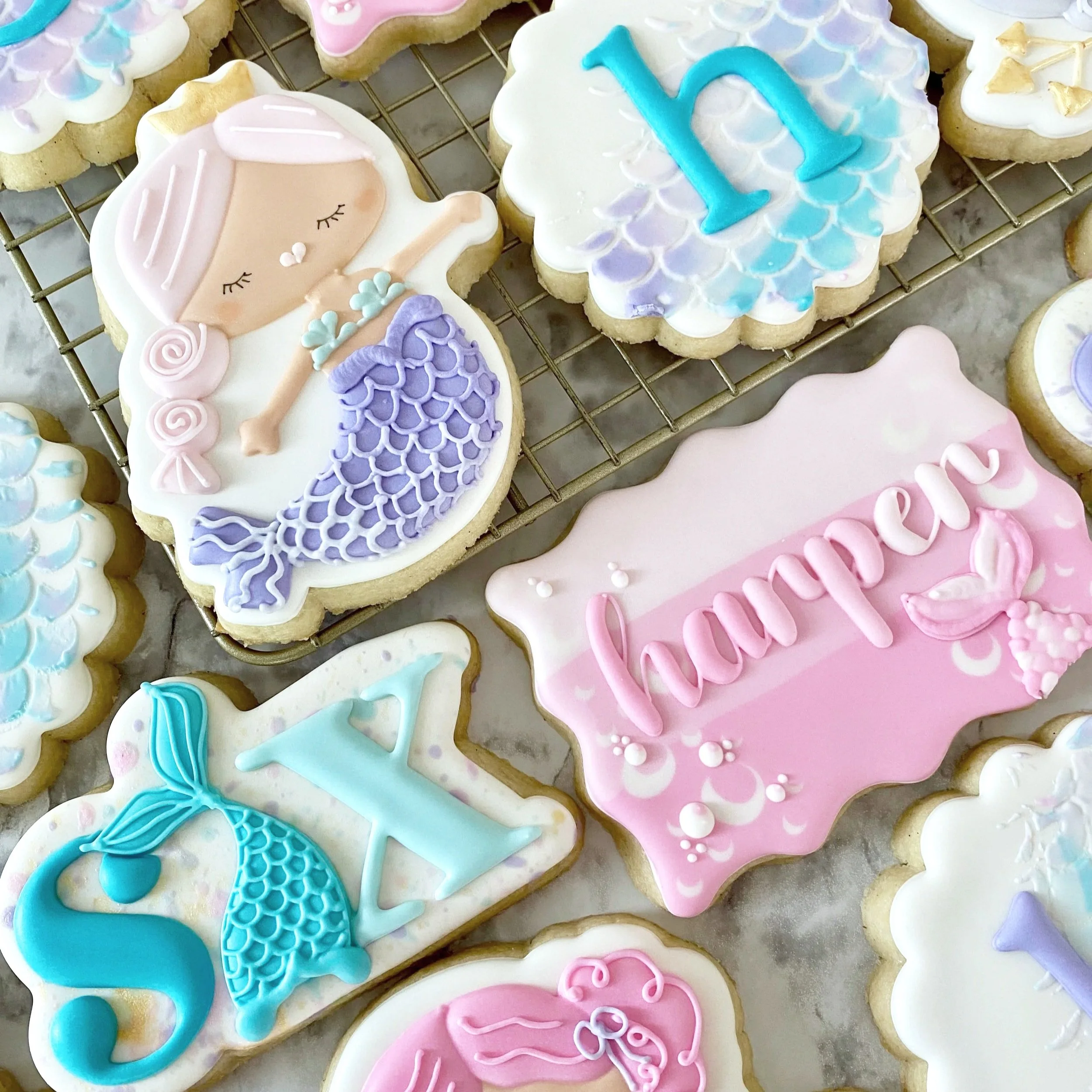 Mermaid themed sugar cookies