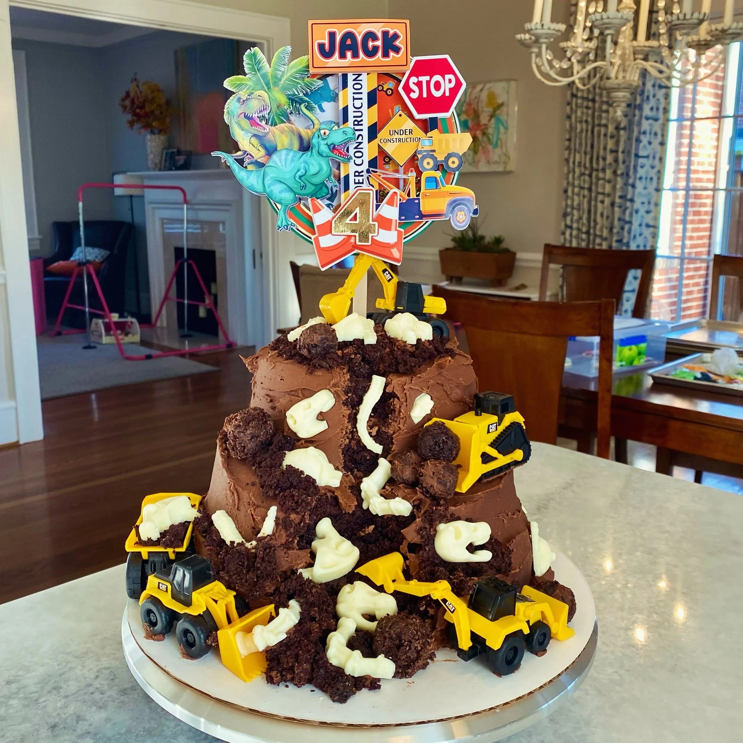 Dinosaur Construction Birthday Cake