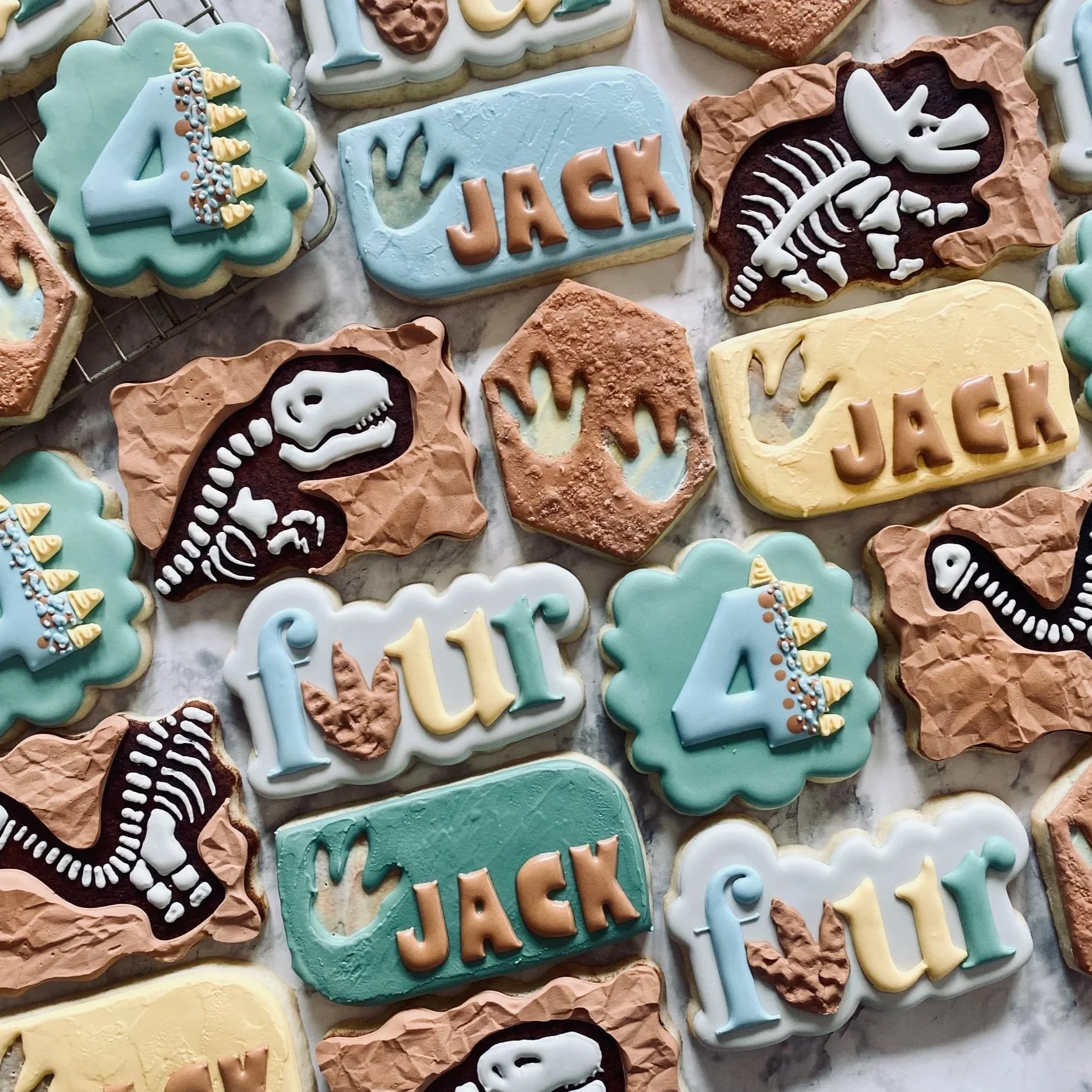 Dinosaur Themed Birthday Sugar Cookies