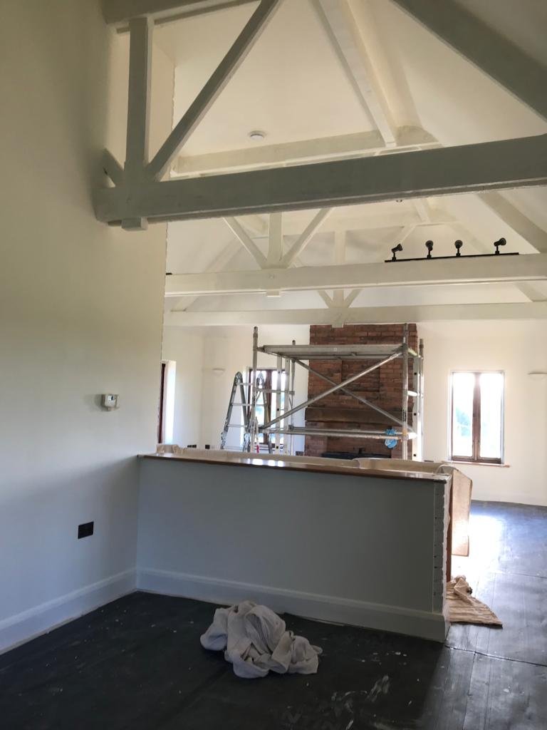 Interior Room with Rafters - After