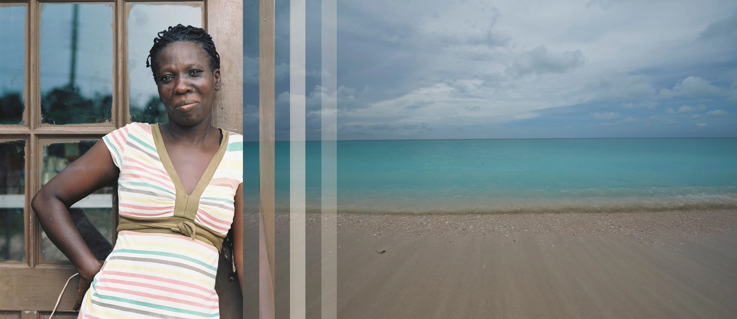 Barbuda Beauty – Rose’s shirt contained the vibrant colours of Barbuda, pink sand, and soft turquoise surf. During an after-school photo walk, she leaned against a door, a perfect moment of natural colour. Five years later, Hurricane Irma devastated 
