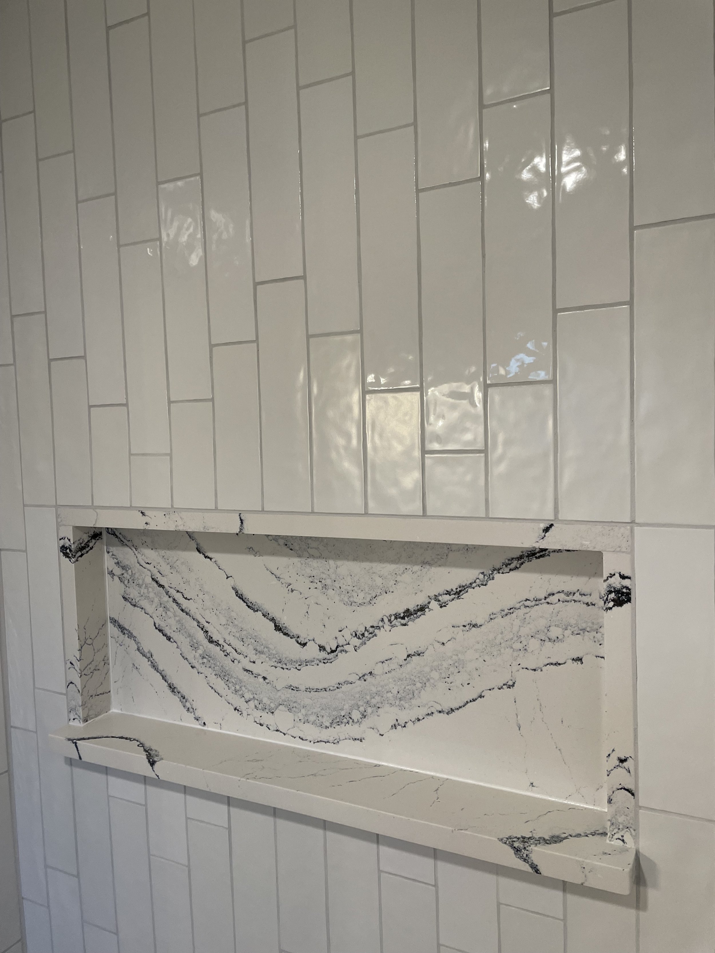 Custom Tiled Shower w/ Quartz Niche