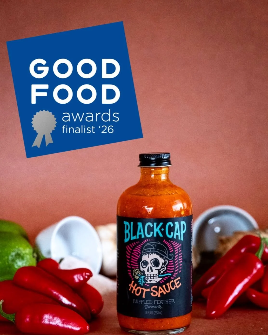 Black Cap Hot Sauce nominated as a 2026 Good Food Awards Finalist