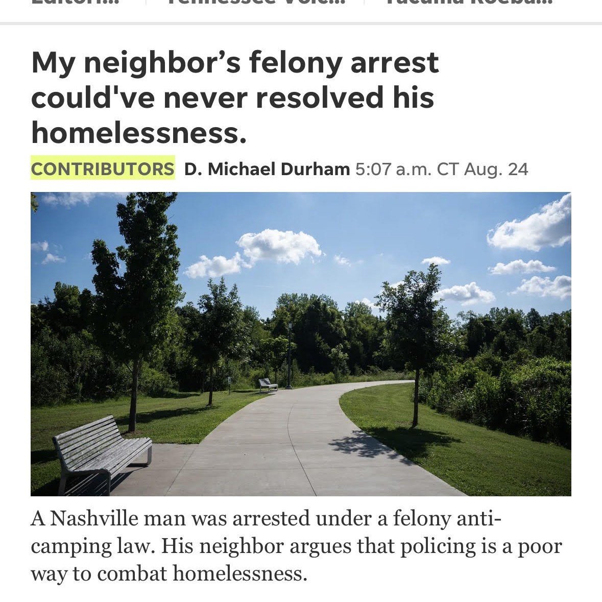 Local news op-ed: Against the criminalization of homelessness