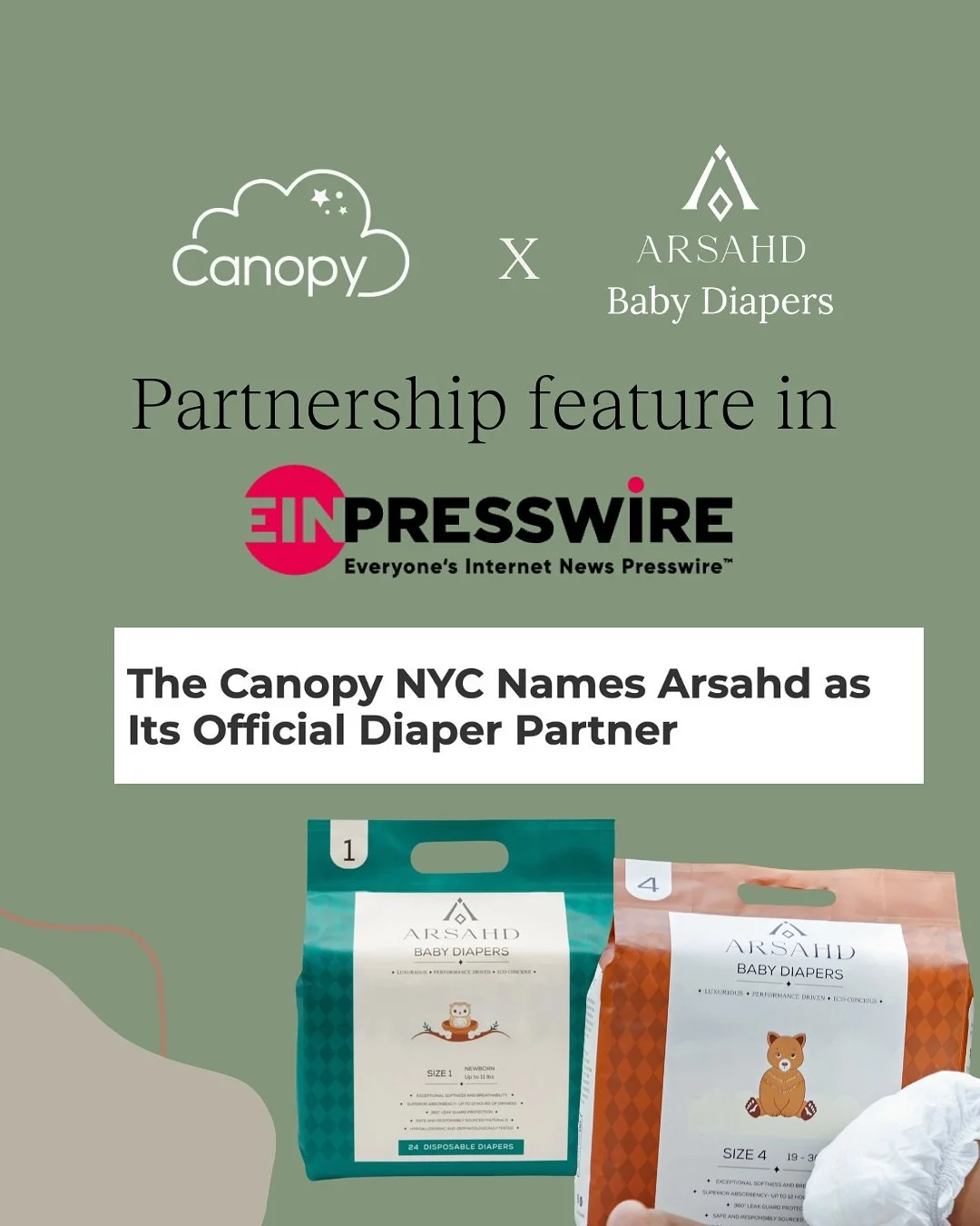 💫 We&rsquo;re thrilled to share that @thecanopynyc x @arsahd.baby partnership was featured on EIN Presswire &ldquo;The Canopy NYC Names Arsahd as Its Official Diaper Partner.&rdquo;
⠀
So proud of this collaboration with a brand that shares our commi