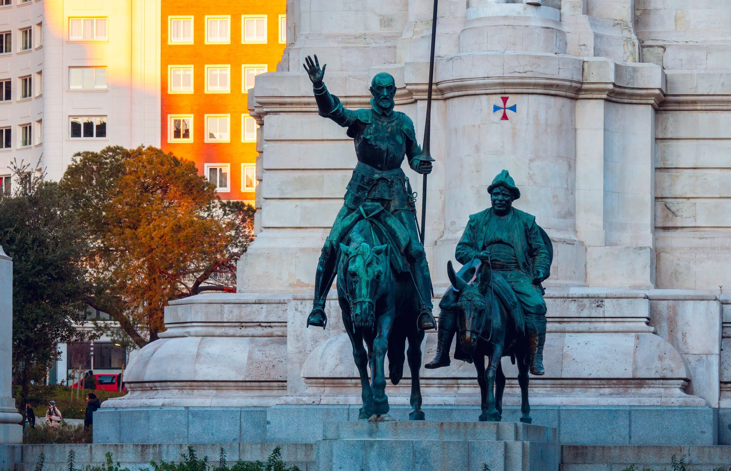 Monument of Don Quixote and Sancho Panza in Madrid, Spain.