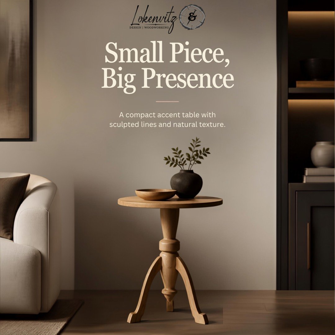 Sometimes the smallest pieces are the ones that bring the most character.

This little accent table was designed to be functional without fading into the background. The turned center, curved legs, and natural wood grain give it just enough personali