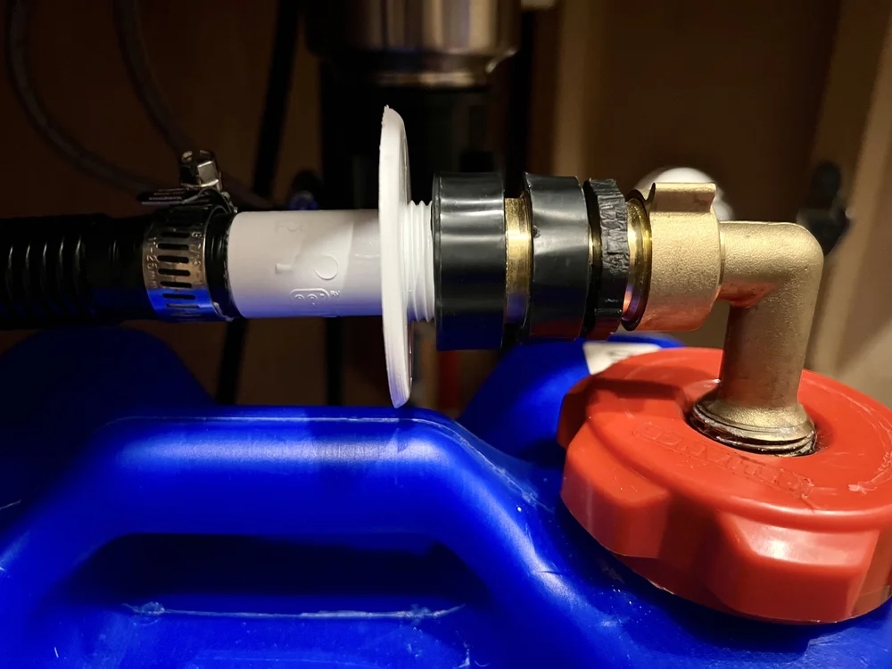 Drain line connection to jug