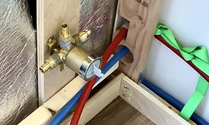 Pex-A lines going thru a stud to the shower valve