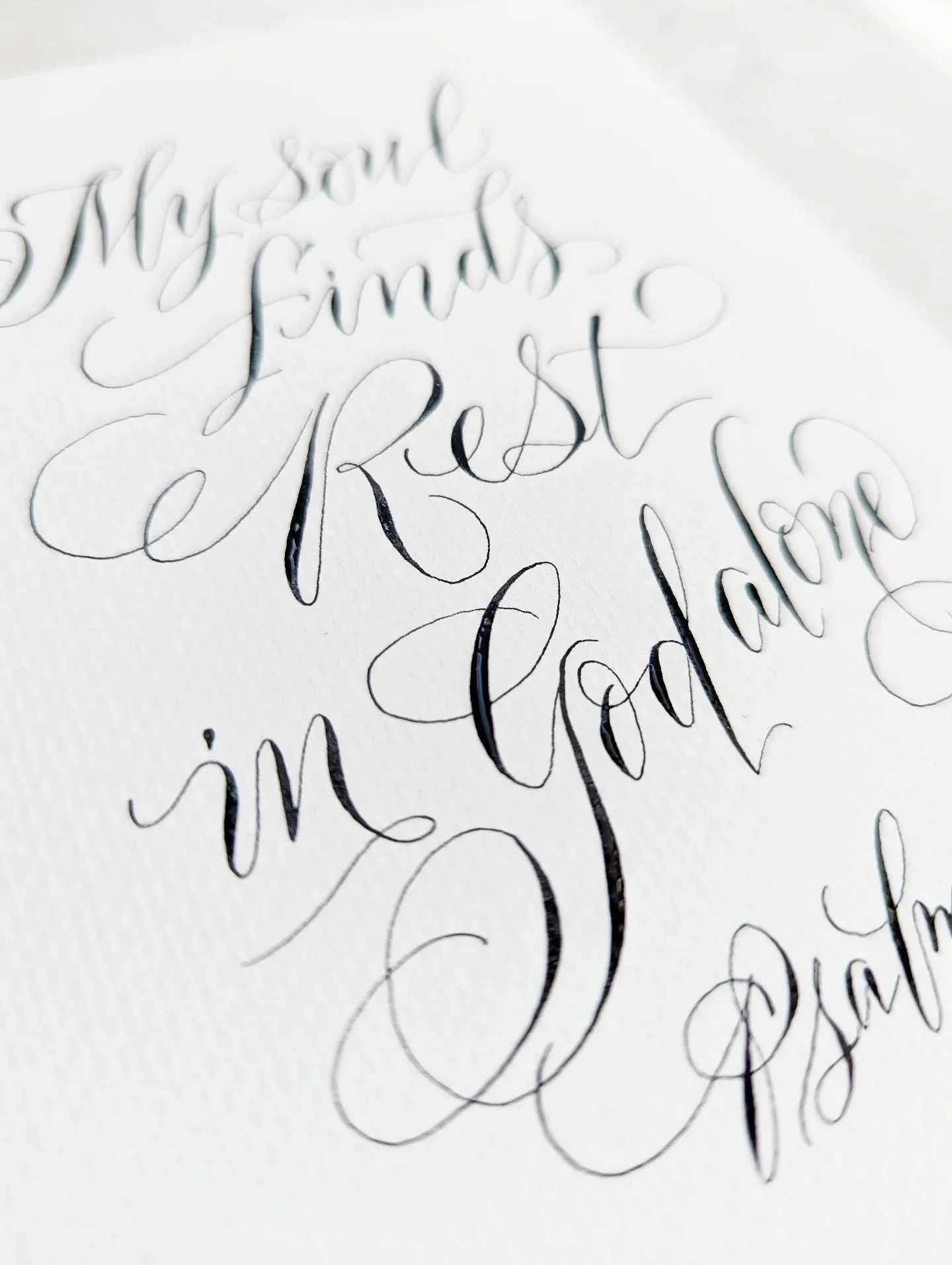 Sunday Scripture 🤍
Psalms 62:1, Truly my soul finds rest in God; my salvation comes from Him.
#jennifercalligrapher
#sundayscripture #pointedpencalligraphy