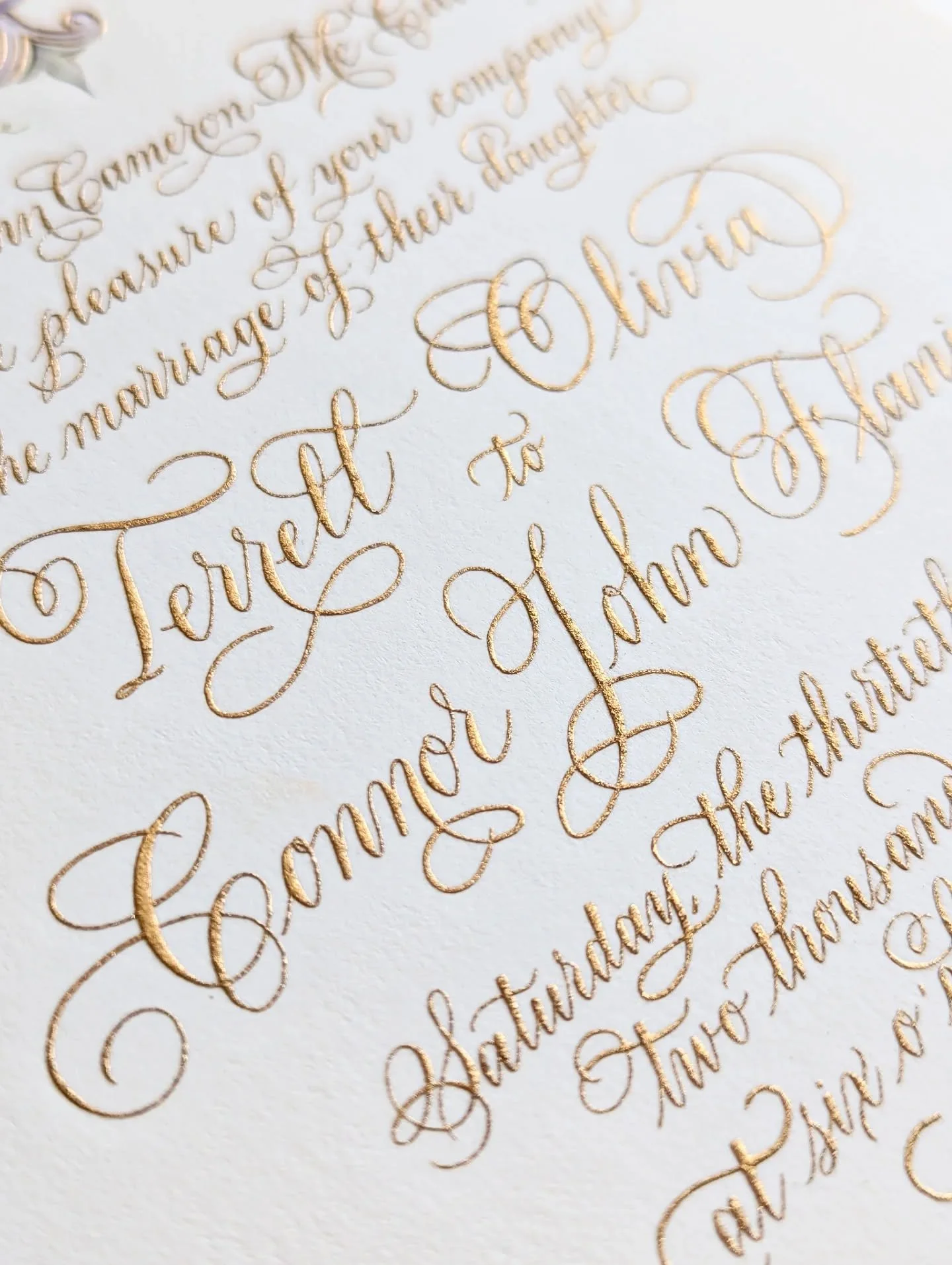 ENGRAVED printing vs THERMOGRAPHY printing 

Ever wondered what sets them apart? Here's a brief explanation to go with the pics~

Pics 1 and 2 are Engraved. Lettering or text is carefully etched into a metal plate, then inked and pressed into thick p