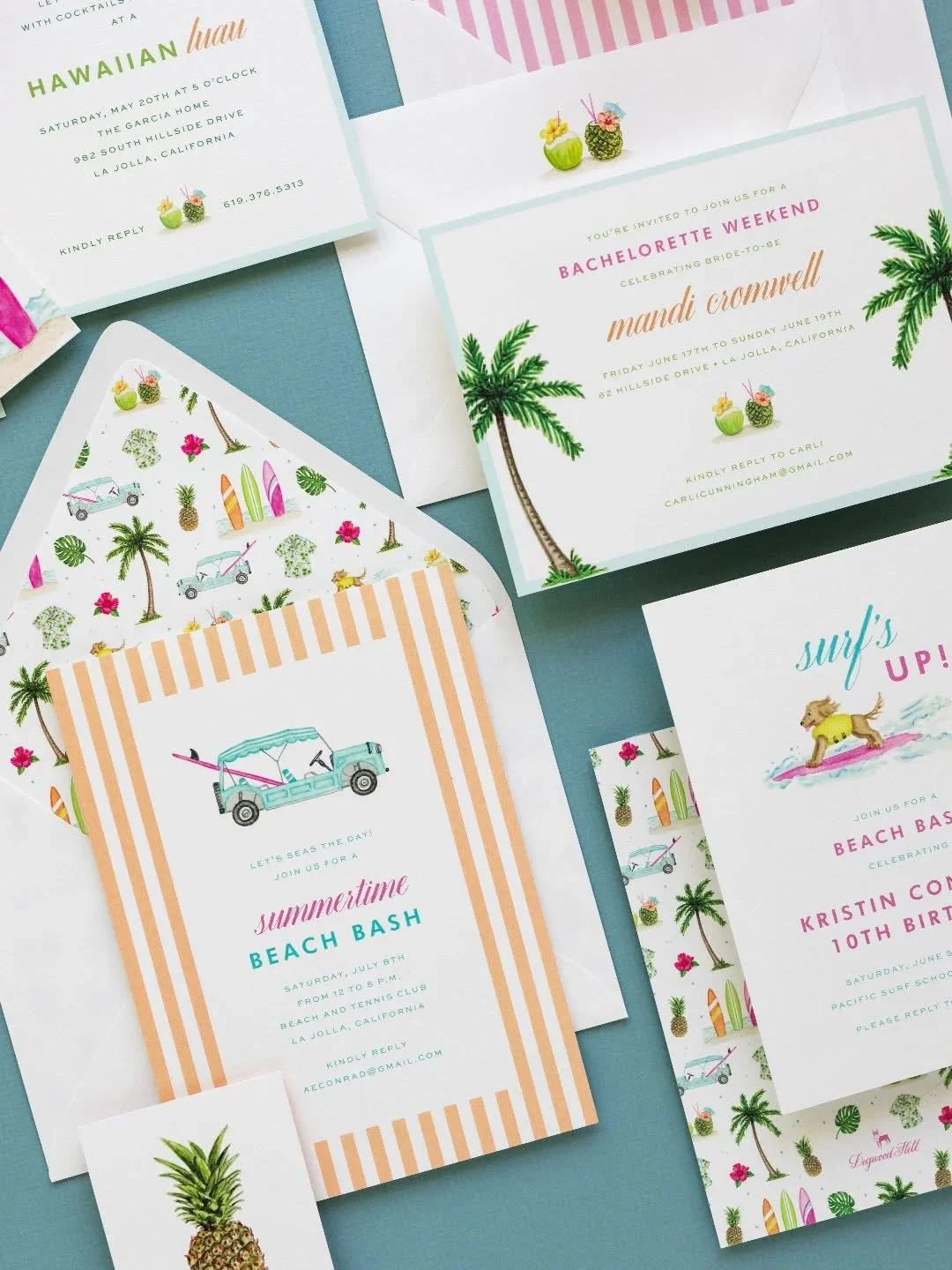 The cutest summer party invitations! ⛱️🍦🌞

These beautiful pieces were designed by artist @shanna.masters exclusively for Dogwood Hill 💙 I just love how perfect they are for your summer events! 

As a brand partner, I'm here to help you select the