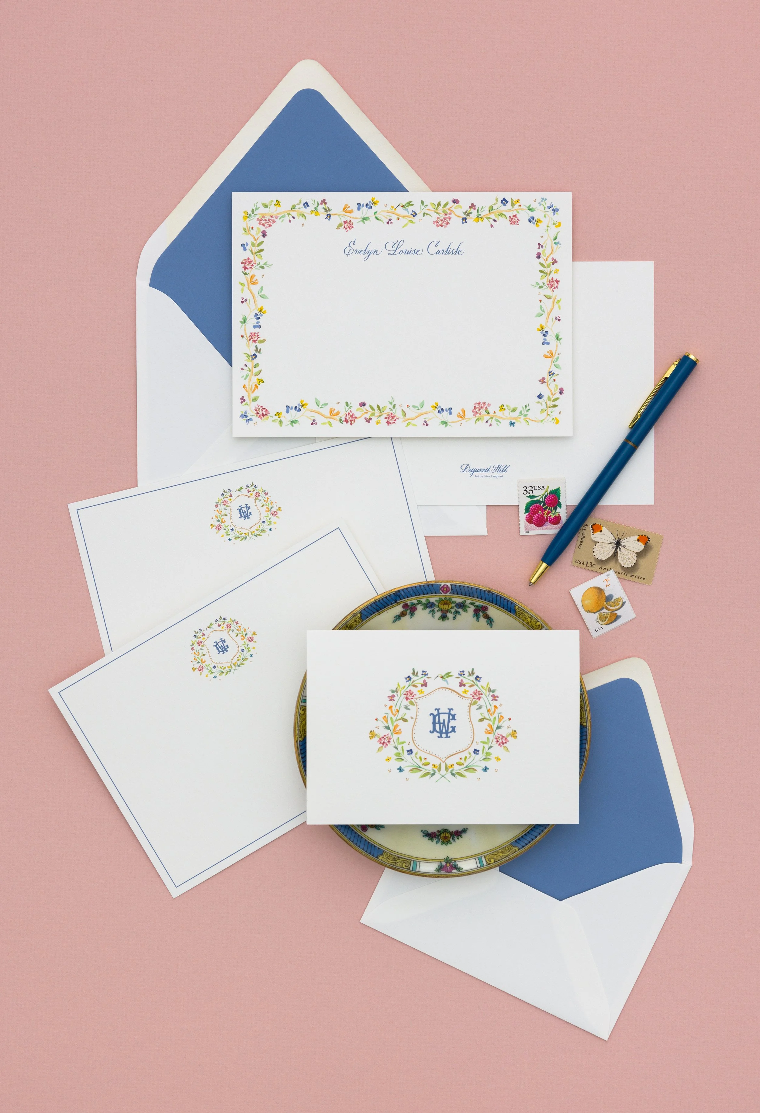 personalized stationery, waco tx, note cards, jennifer calligrapher