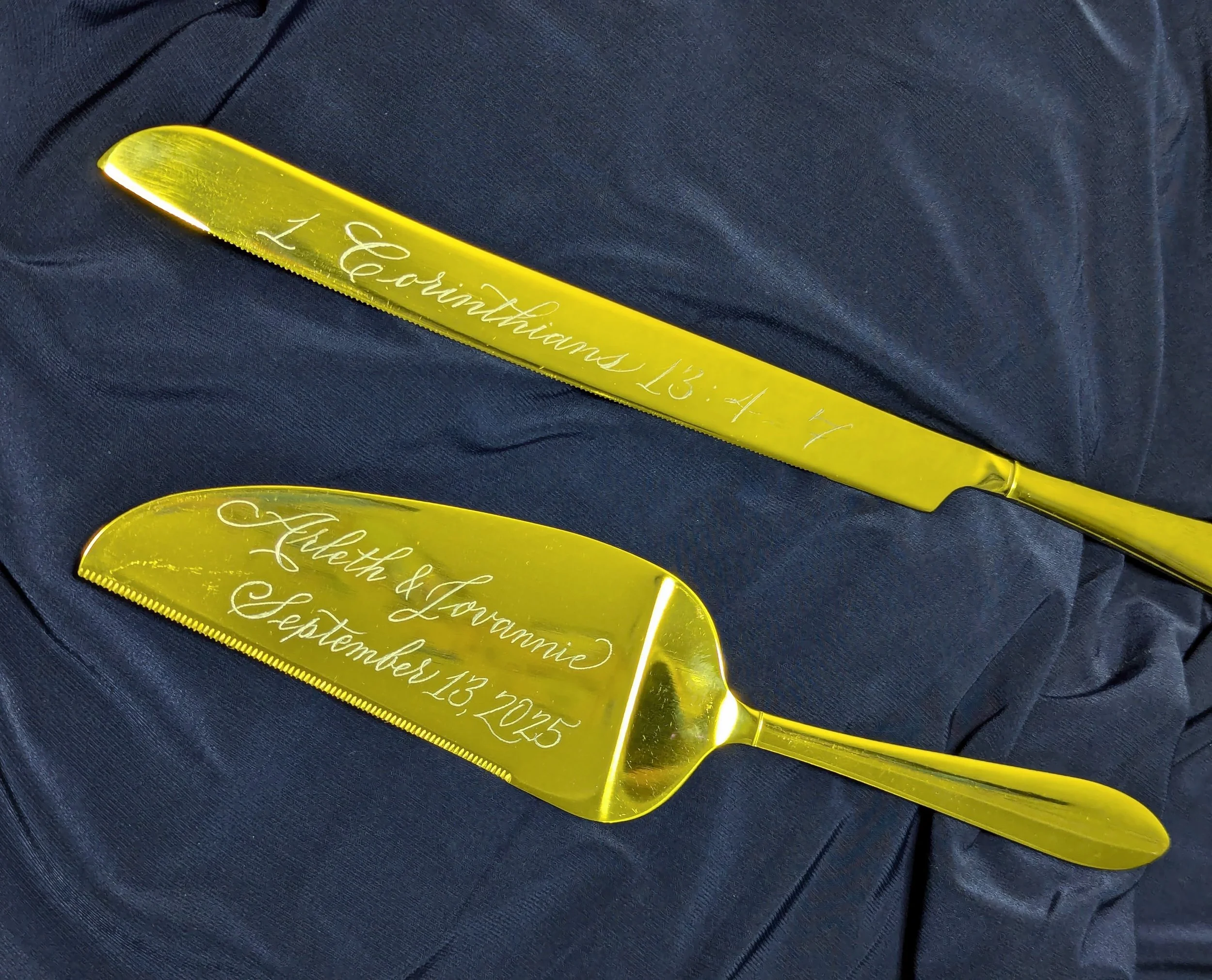 custom engraved wedding serving pieces