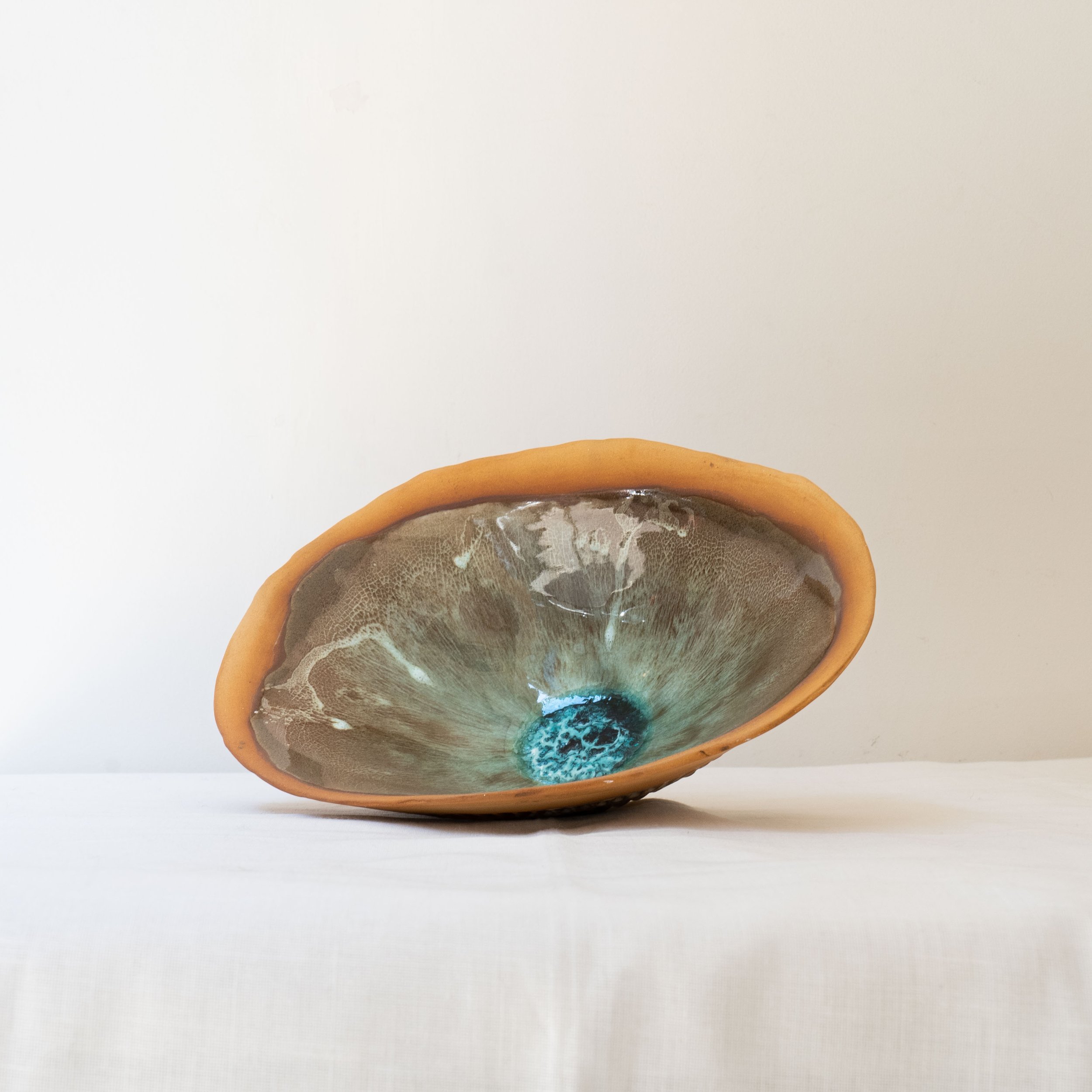 Blue and brown, large stoneware bowl by Anabela Camelo