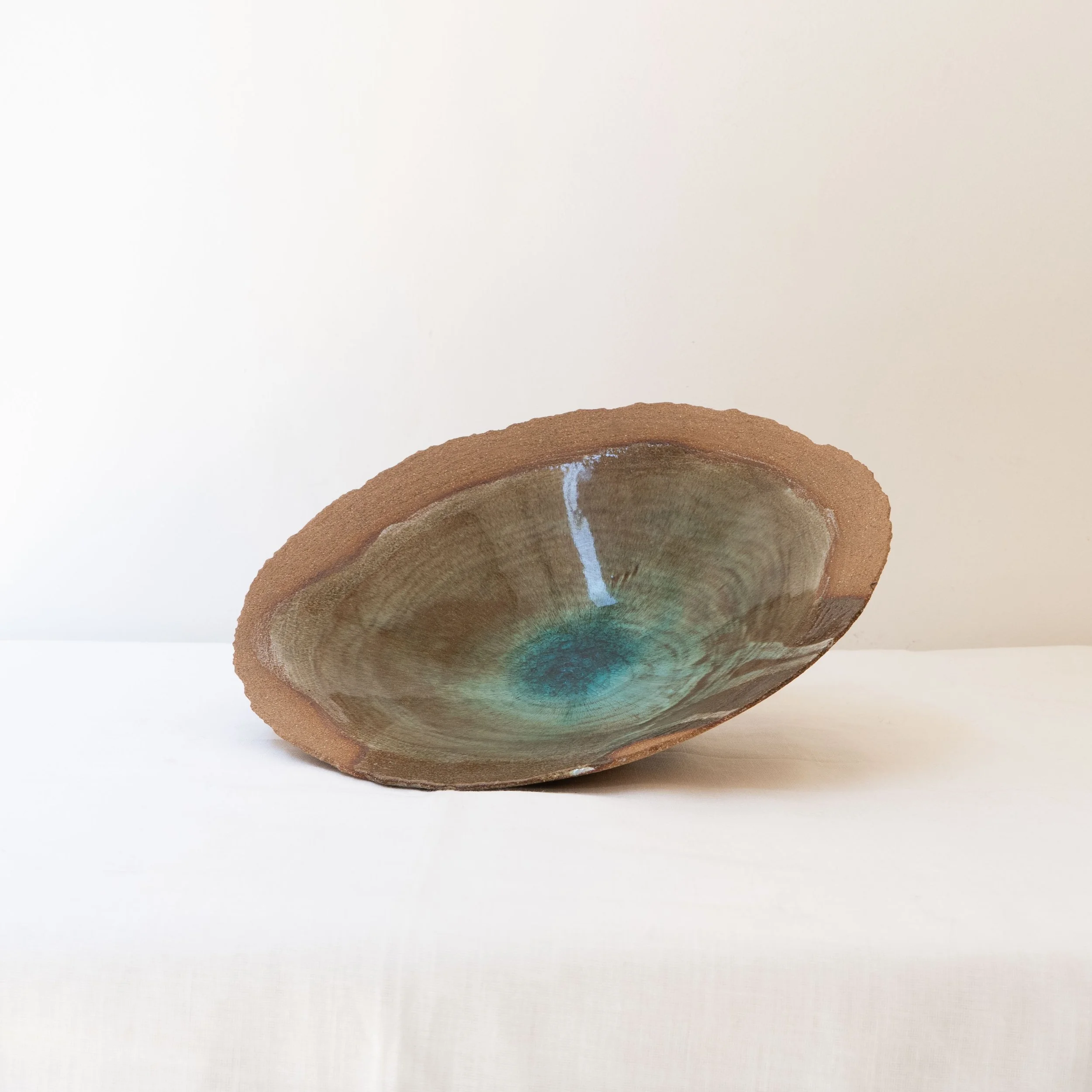 Blue and brown, large stoneware bowl by Anabela Camelo