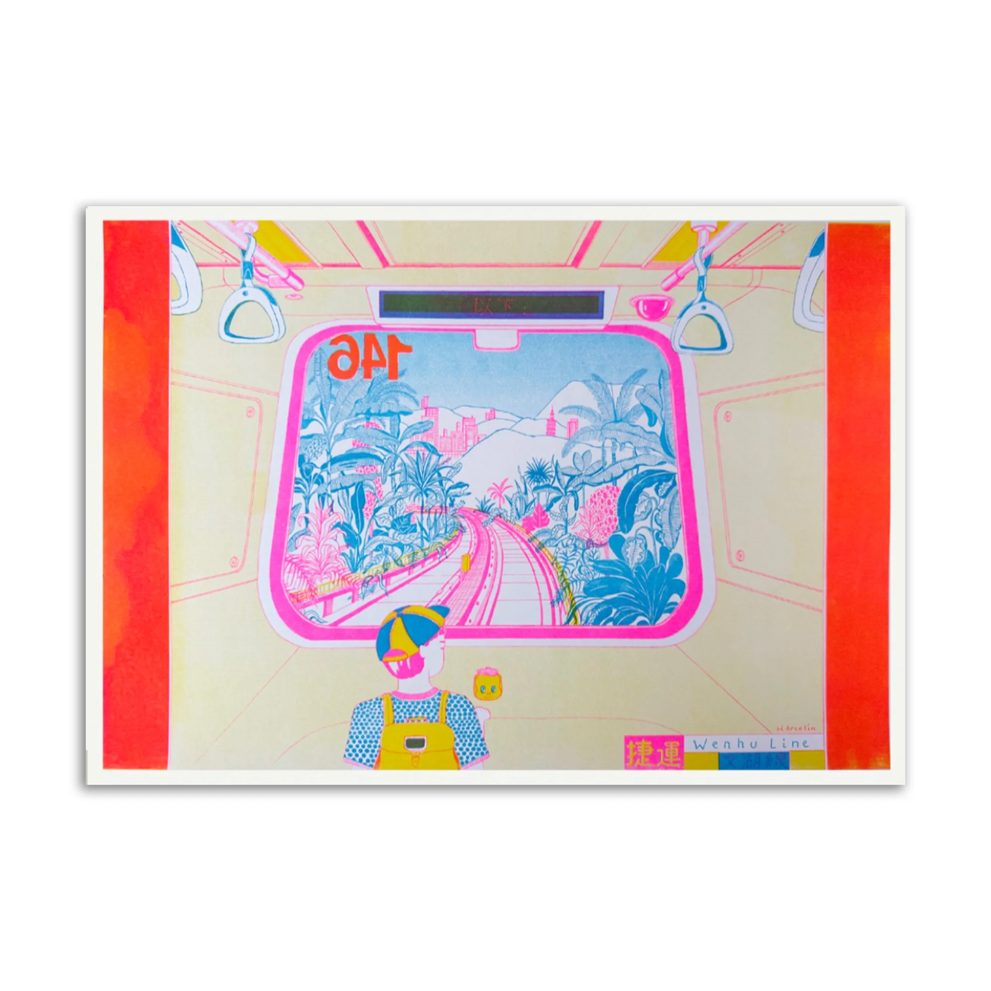 Taiwan metro, A3 risograph print by Henriette