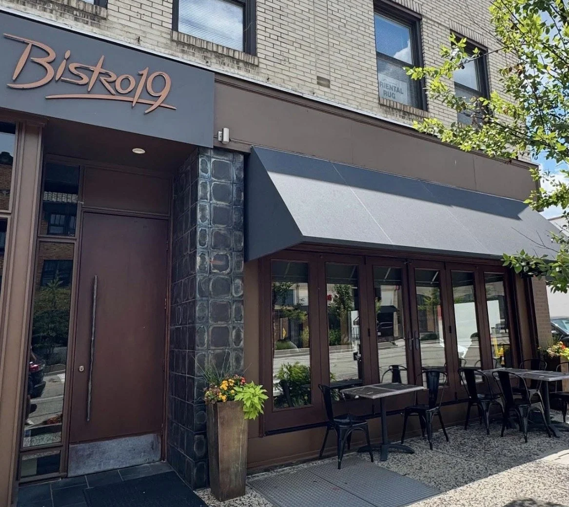 Outdoor, shaded dining in Uptown Mt. Lebanon.