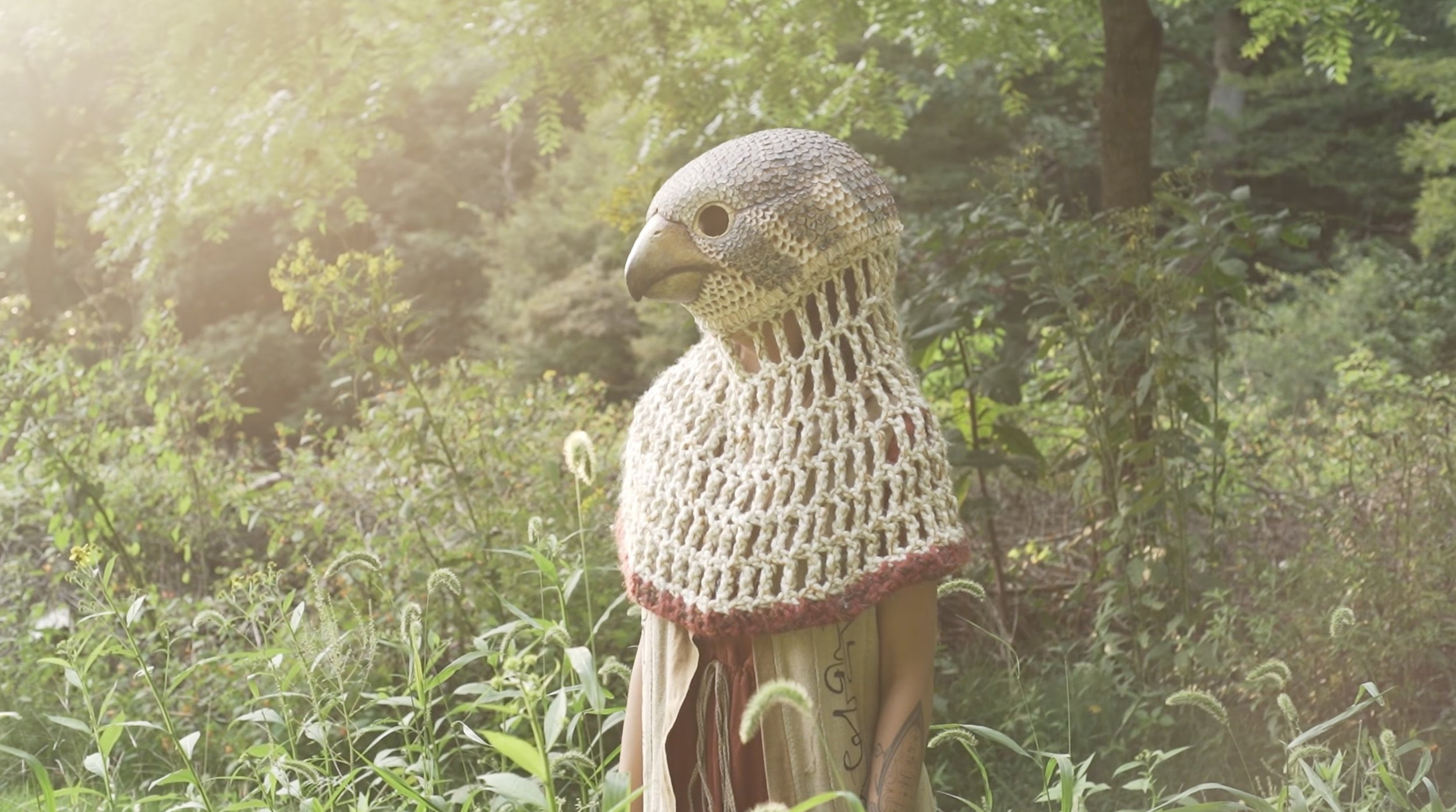 Kestrel (2016), ceramic, wool