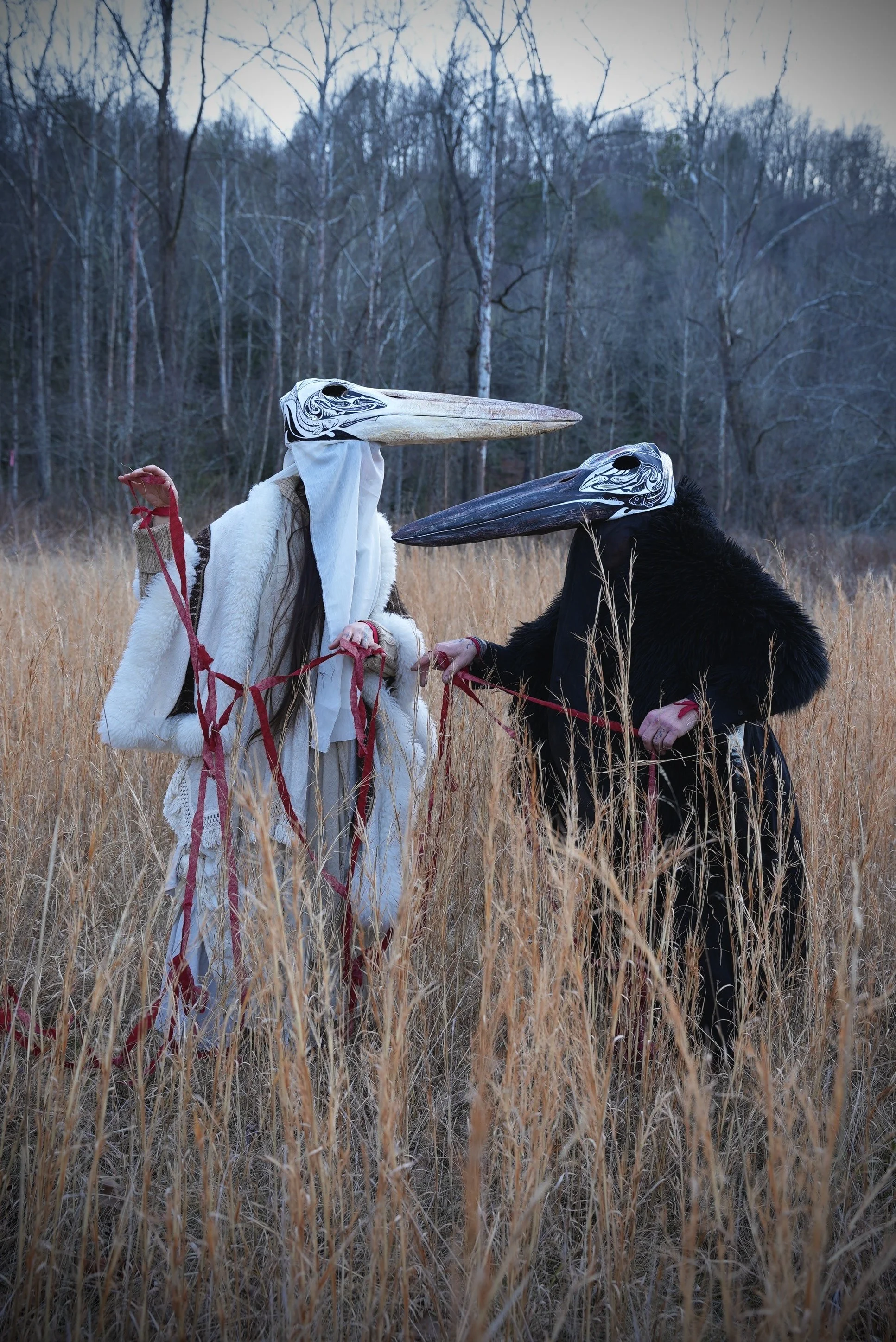 Heron Masks, paper mache, 2026