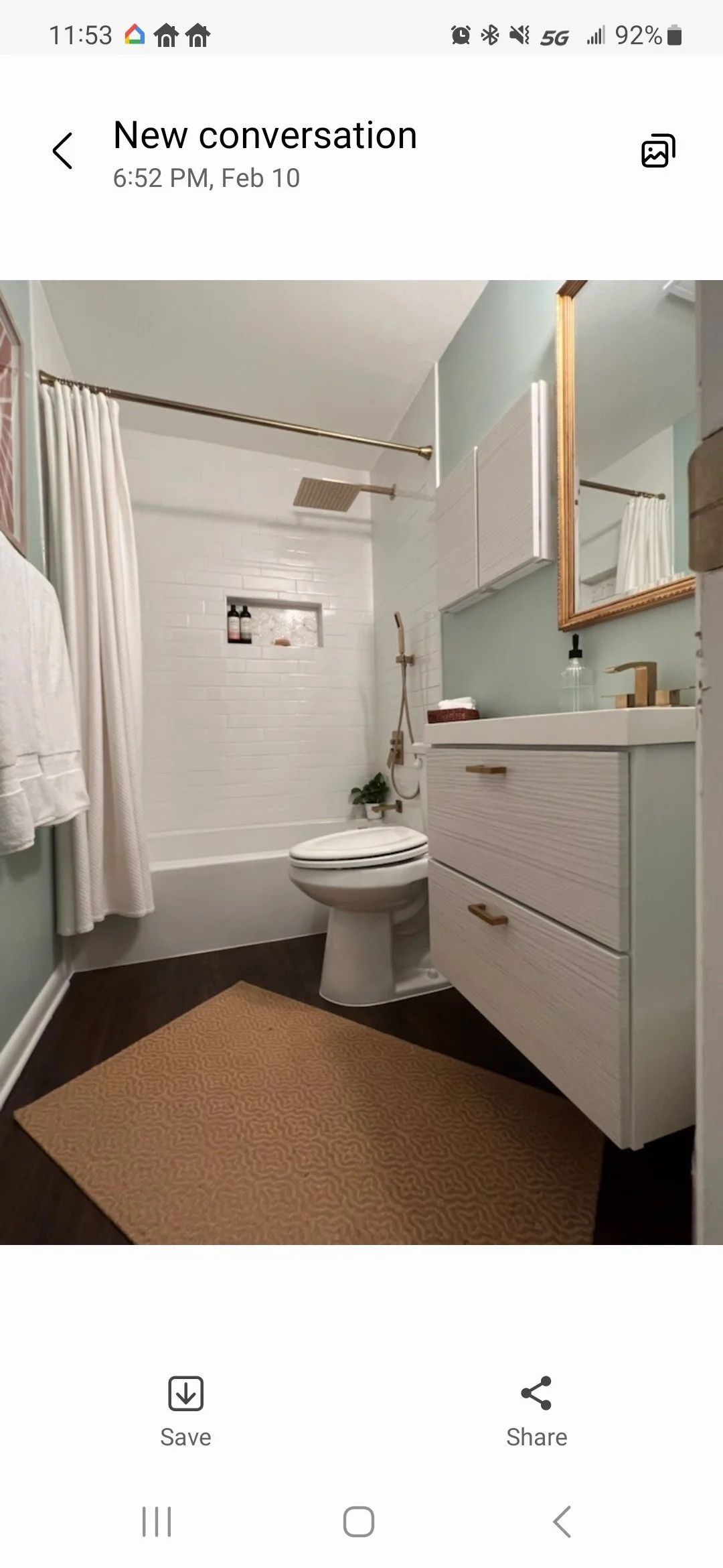 floating vanity, new tile, built in cabinet