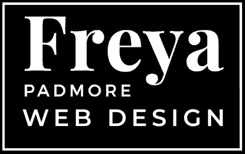 Freya Padmore Web Design logo with black background and white text